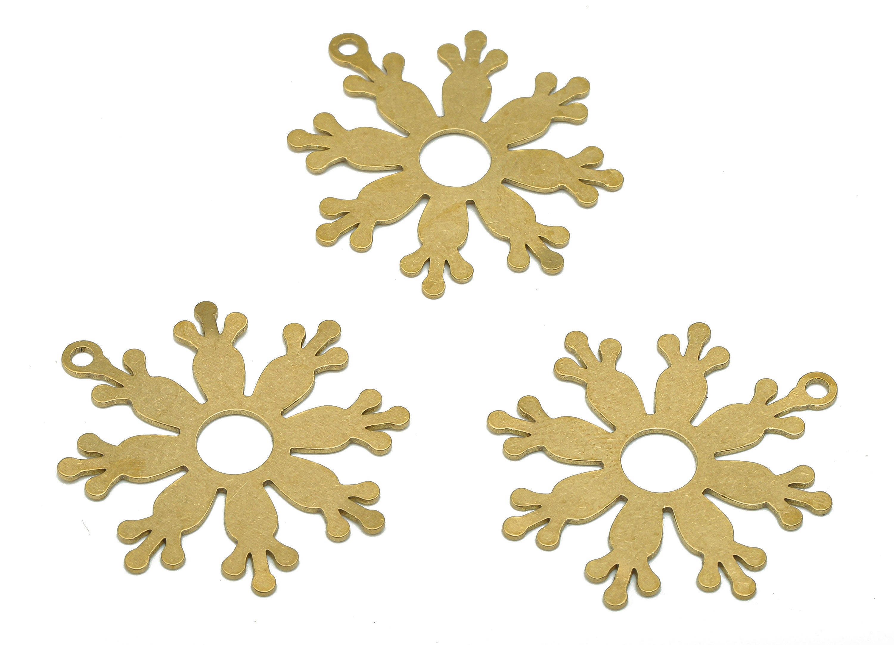 Brass Flower Earring Charms - Raw Brass Cutout Earring - Flower Pendant With Loop - Botanical Charm For Necklace - 34.9x29.9x0.7mm - PPA5460 - DOMEDBAZAAR