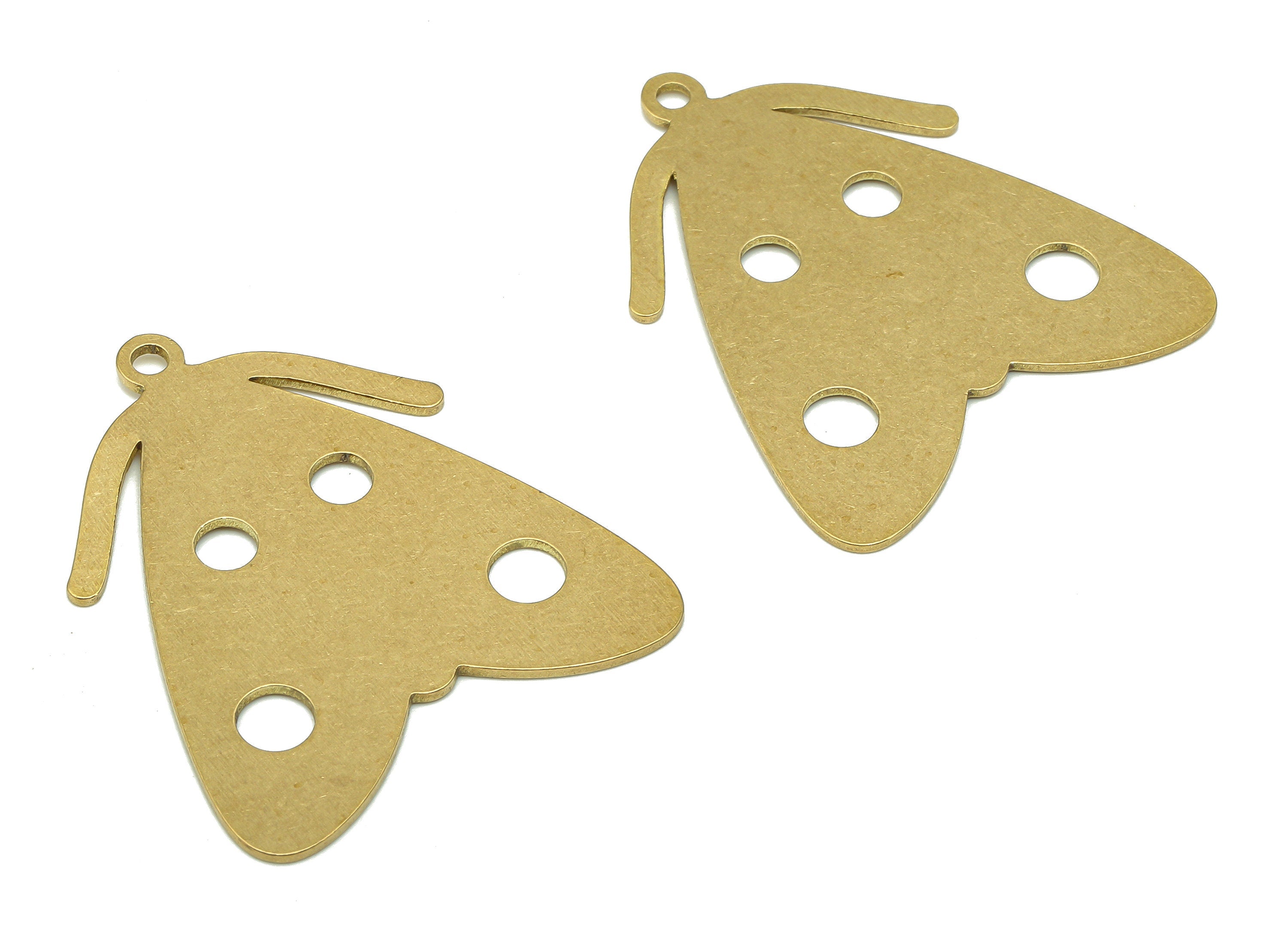 Brass Moth Earring Charm - Raw Brass Cutout Earring - Moth Pendant With Loop - Insect Charm For Necklace - 35.06x29.5x0.76mm - PPA5508 - DOMEDBAZAAR
