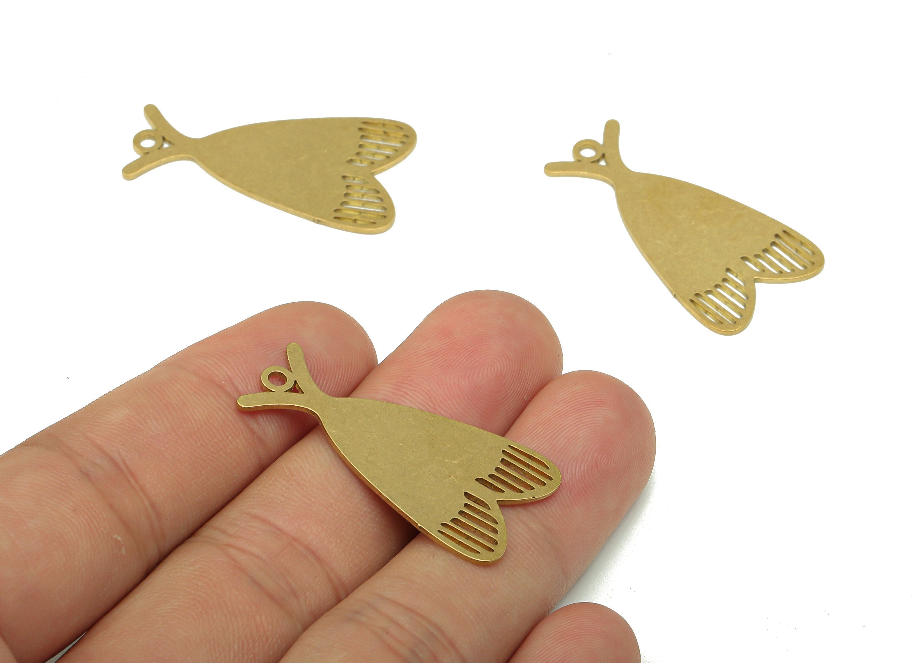 Brass Moth Stamping Blank Charm - Raw Brass Cutout Earring - Moth Pendant With Loop - Insect Charm For Necklace - 34.84x18.6x0.7mm - PPA5505 - DOMEDBAZAAR