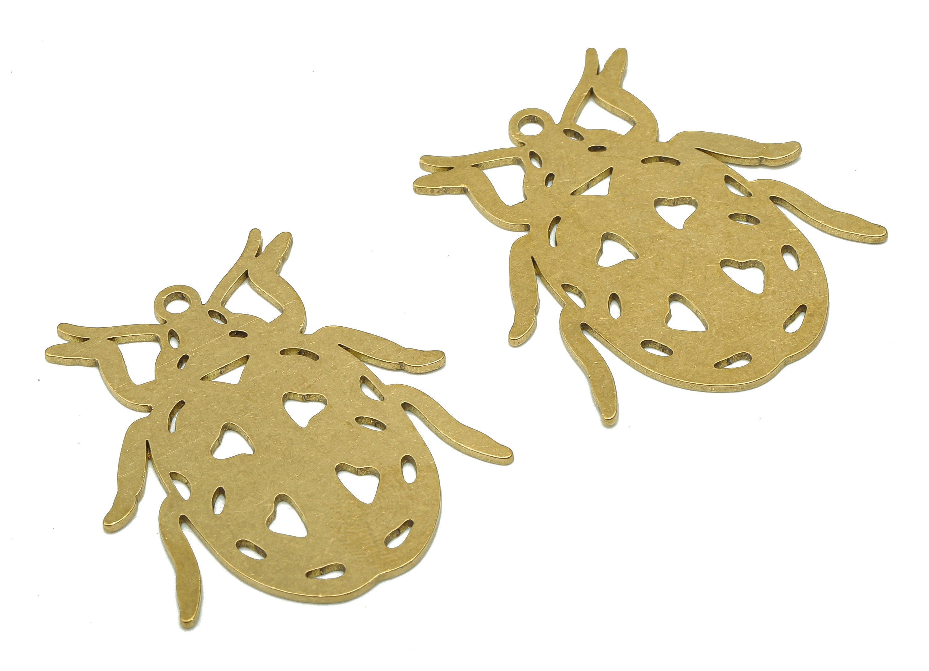 Brass Insect Earring Charm - Raw Brass Cutout Earring - Insect Pendant With Loop - Insect Charm For Necklace - 35.7x31.1x0.9mm - PPA5584 - DOMEDBAZAAR