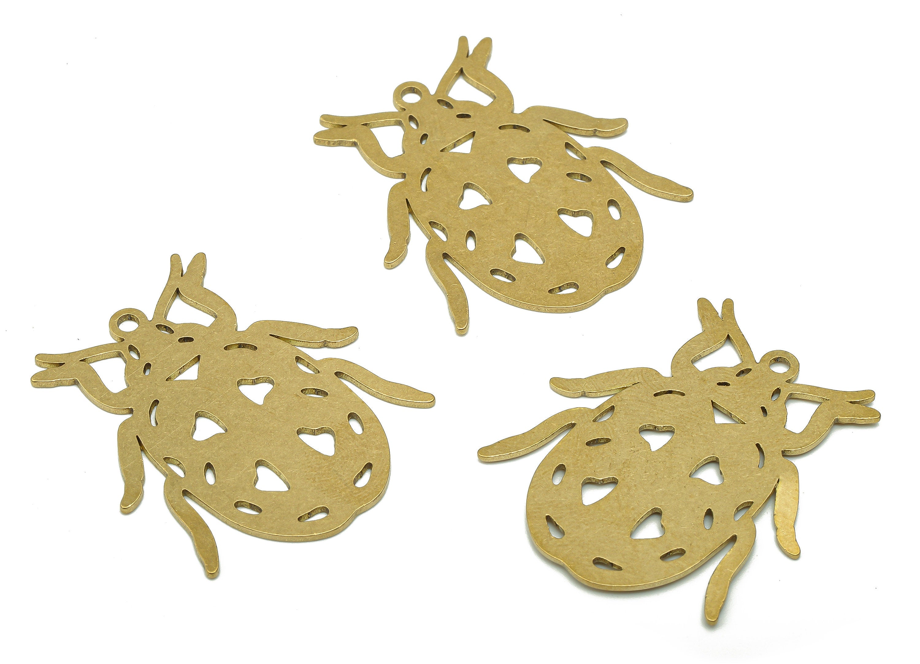 Brass Insect Earring Charm - Raw Brass Cutout Earring - Insect Pendant With Loop - Insect Charm For Necklace - 35.7x31.1x0.9mm - PPA5584 - DOMEDBAZAAR