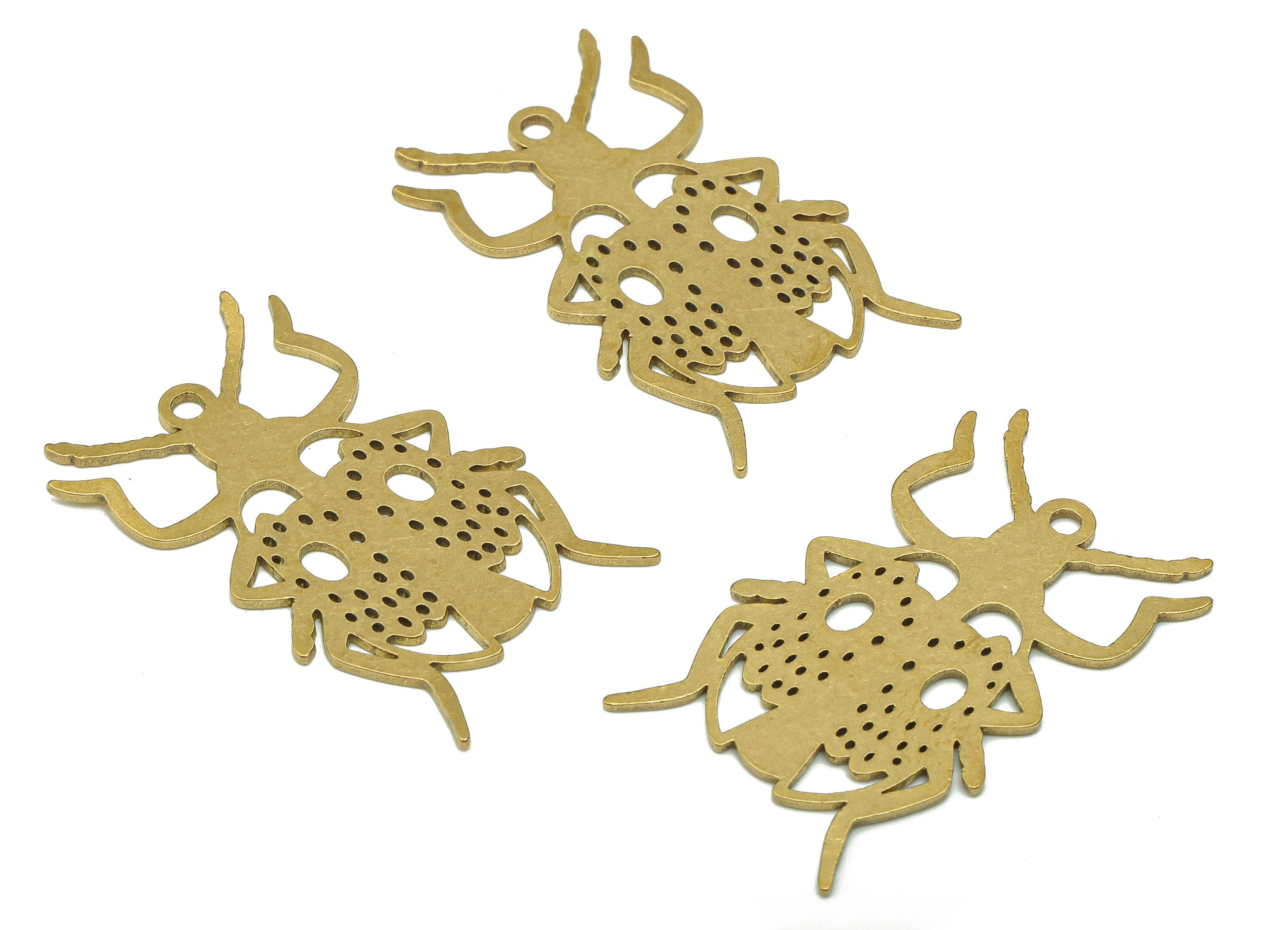 Brass Insect Earring Charm - Raw Brass Cutout Earring - Insect Pendant With Loop - Insect Charm For Necklace - 37.8x23.02x0.9mm - PPA5586 - DOMEDBAZAAR