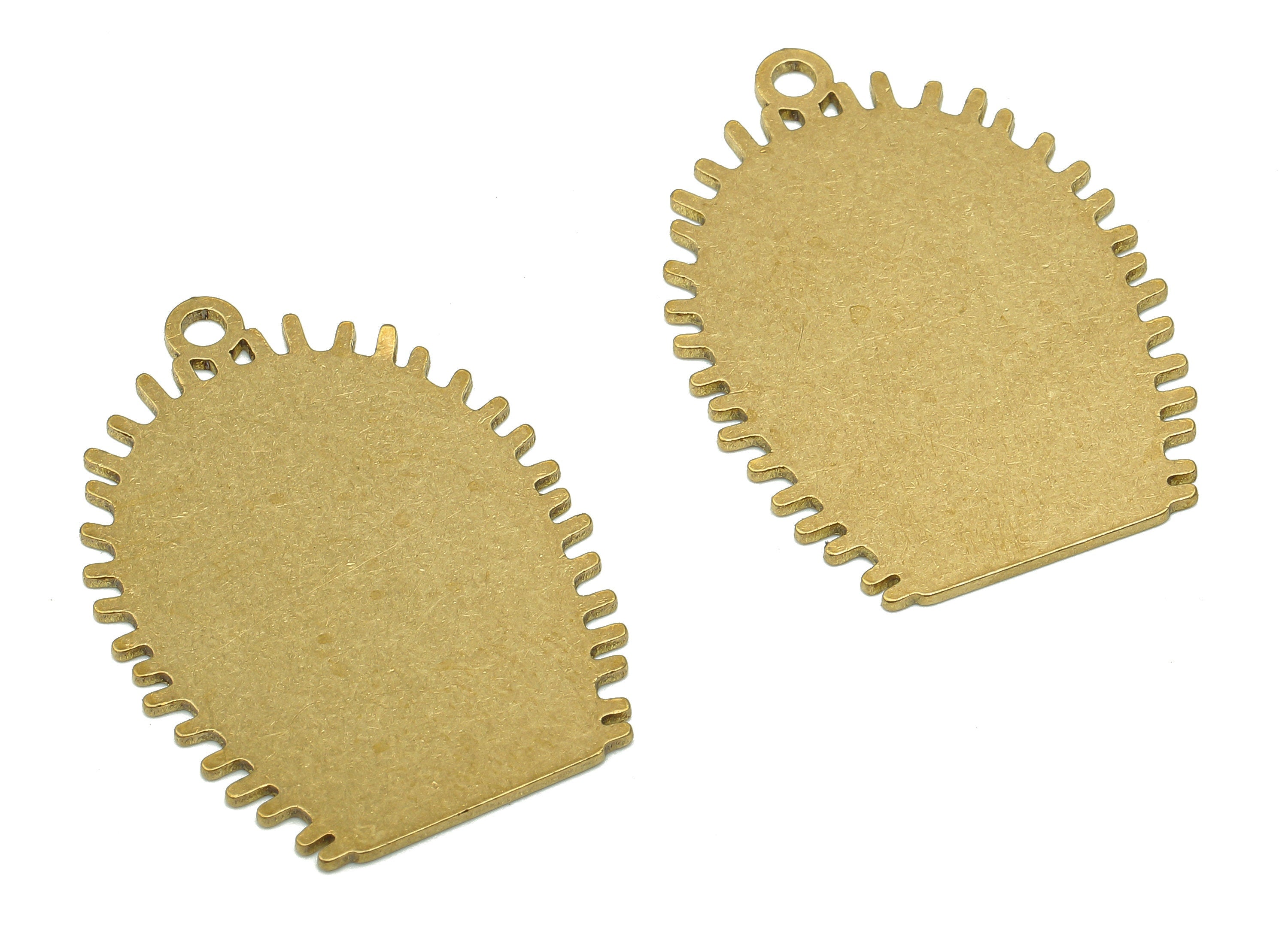 Brass Cactus Stamping Blank Charm - Raw Brass Cutout Earring - Half Oval Pendant With Loop - Domed For Necklace - 32x22.98x0.8mm - PPA5556 - DOMEDBAZAAR