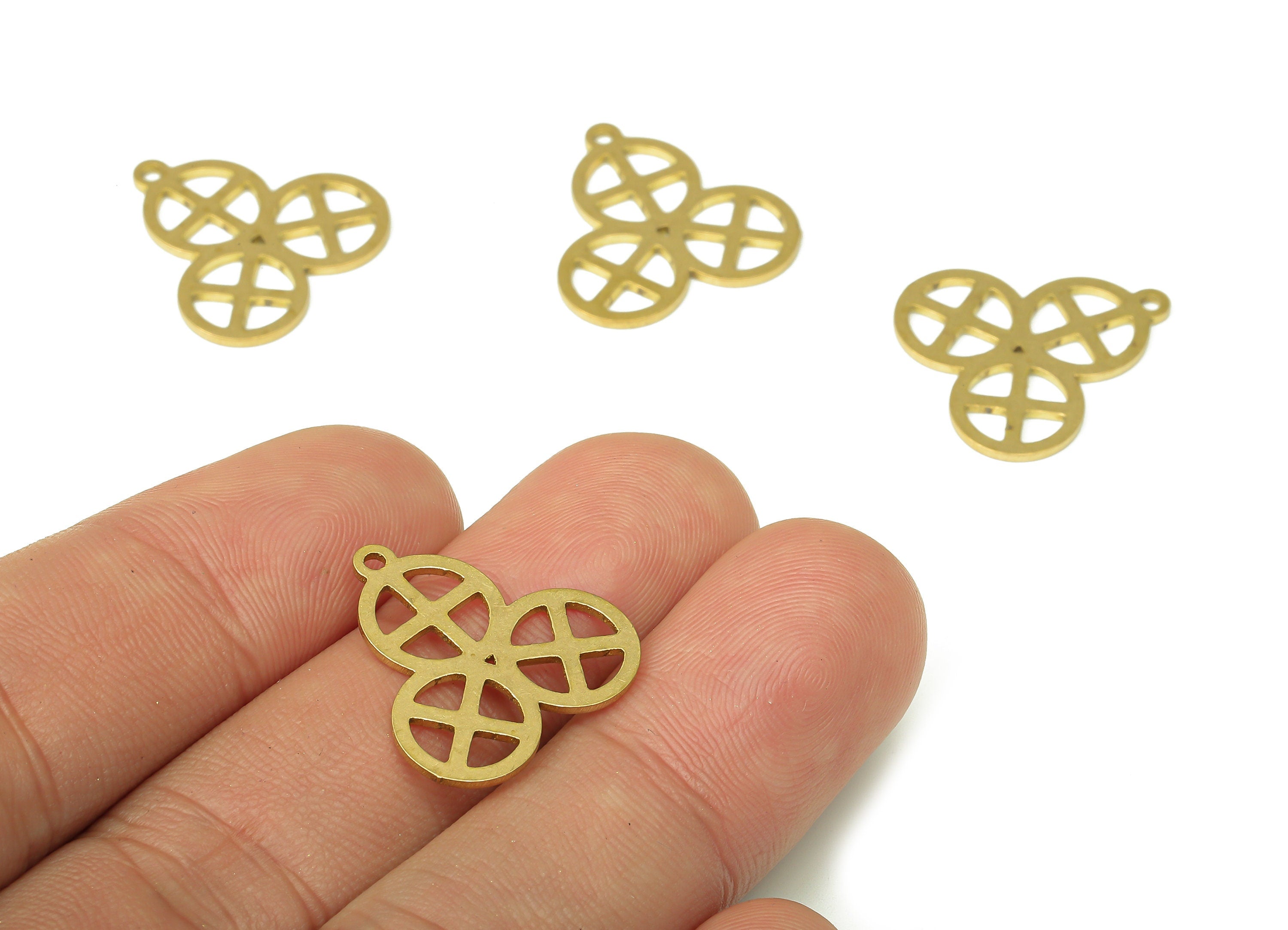 Brass Cross Round Earring Charms - Raw Brass Circle Cutout Pendant With Loop - Earrings Finding - 19.75x19.14x0.85mm - PPA4617 - DOMEDBAZAAR