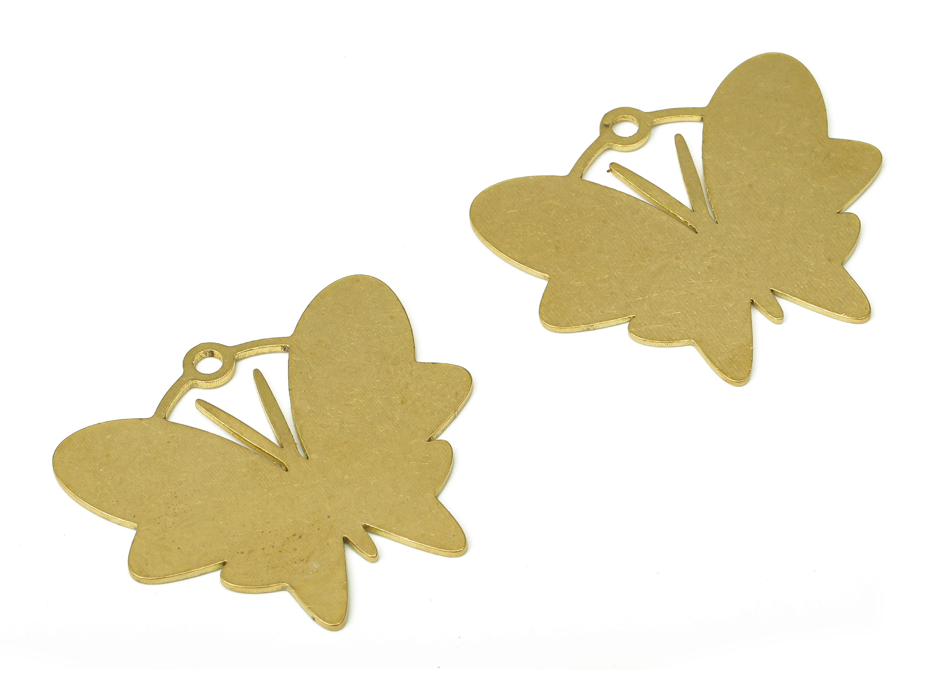 Brass Butterfly Earring Charms - Raw Brass Stamping Blank Cutout Pendant With Loop - For Necklace - 29.38x26.51x0.64mm - PPA4595 - DOMEDBAZAAR