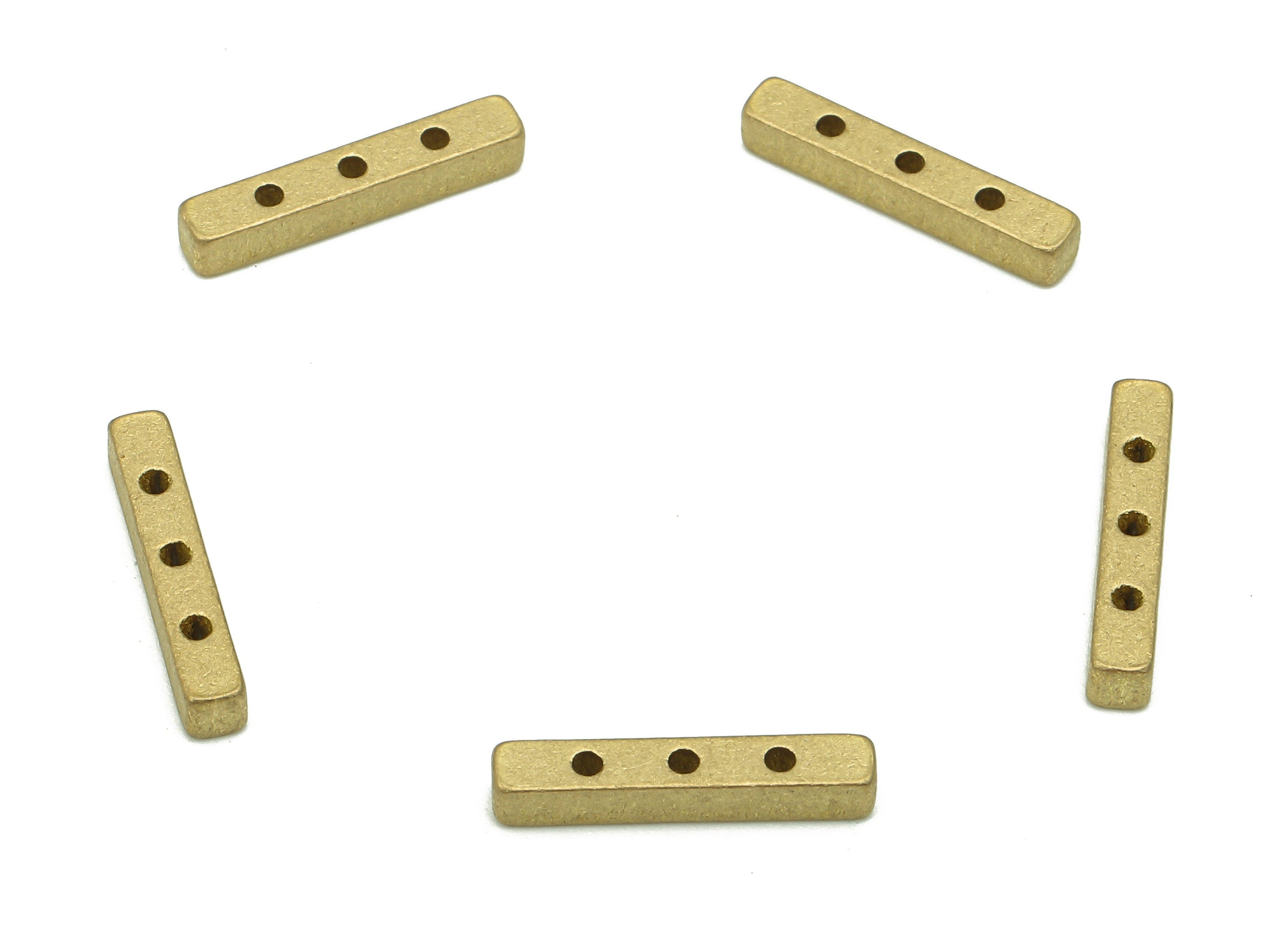 Brass Rectangle Earring Charm - Raw Brass Cuboid Bar Earring - Brass Mini Bar Charm - 3 Holes - Earring Finding - 14.97x2.48x2.48mm - PP7962 - DOMEDBAZAAR