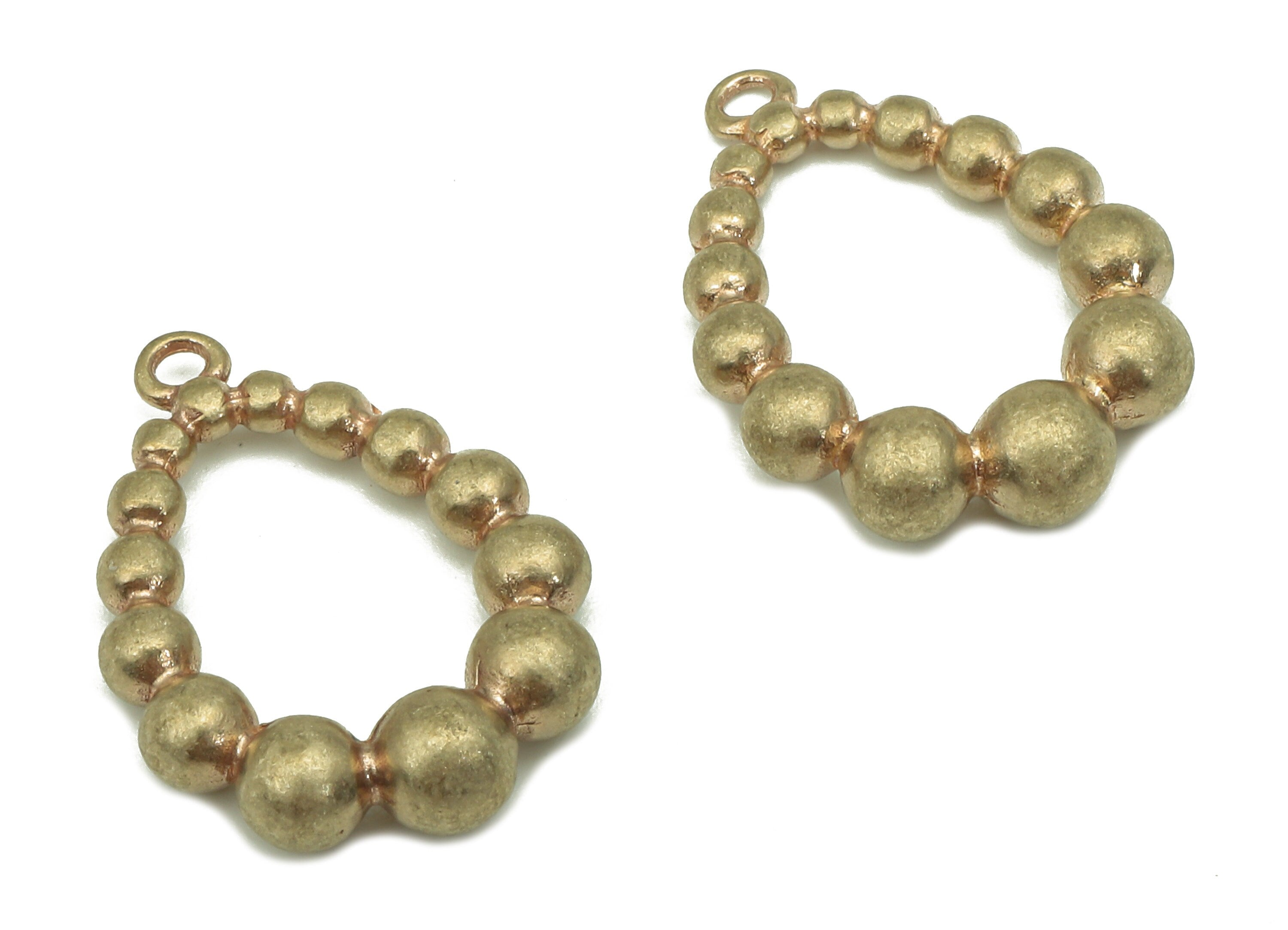 Brass Balls Drop Pendant - Raw Brass Hoop Earring - Ball One Touch Pendant With Loop - Teardrop Charm For Necklace - 19.6x14.2x3.8mm -PP7980 - DOMEDBAZAAR