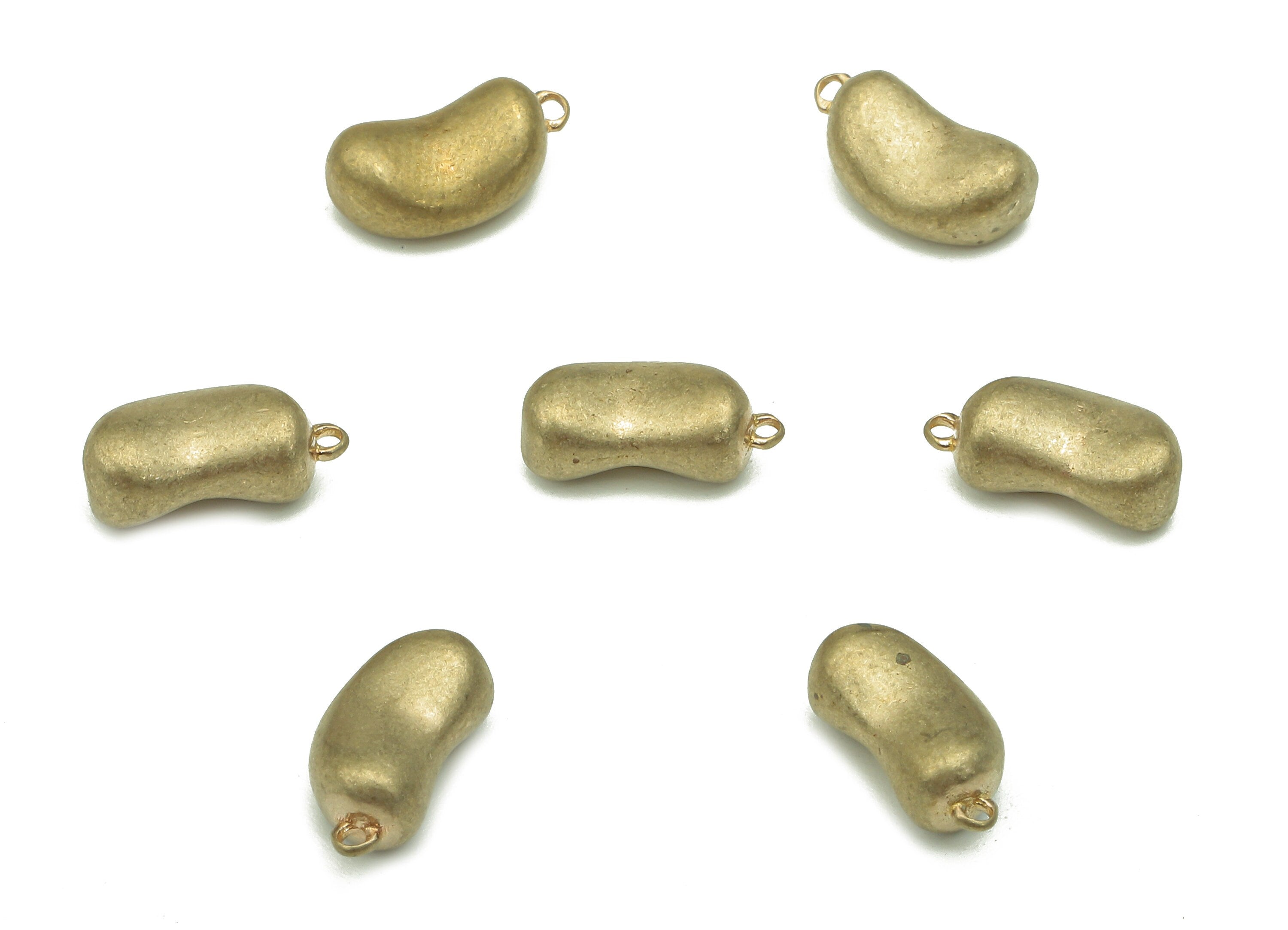Brass Seed Earring Charm - Raw Brass Bean Earring - Bean Pendant With Loop - Seed Charm For Necklace - 10.65x5.54x4.3mm - PP7984 - DOMEDBAZAAR