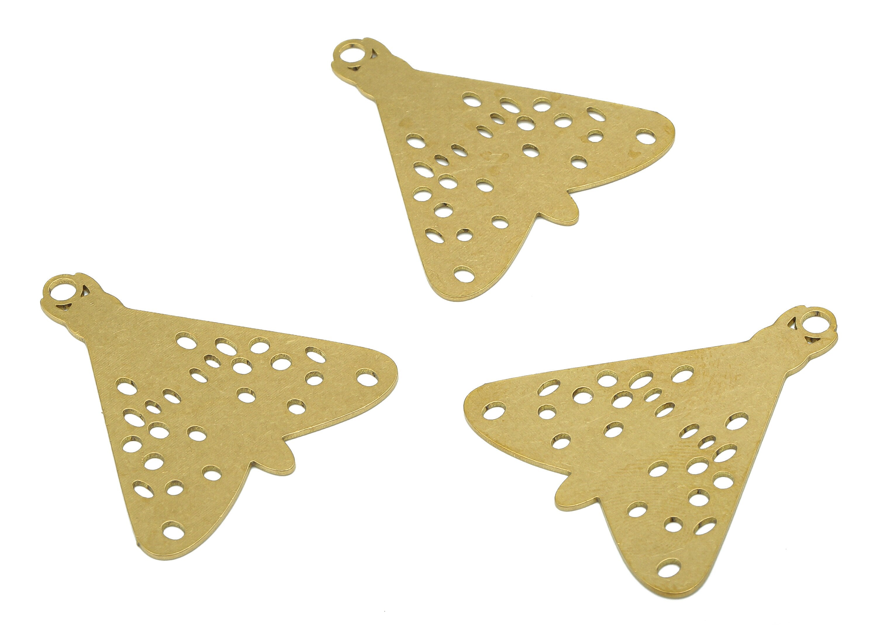 Brass Moth Earring Charm - Raw Brass Cutout Earring - Moth Pendant With Loop - Insect Charm For Necklace - 34.9x31.86x0.63mm - PPA5423 - DOMEDBAZAAR