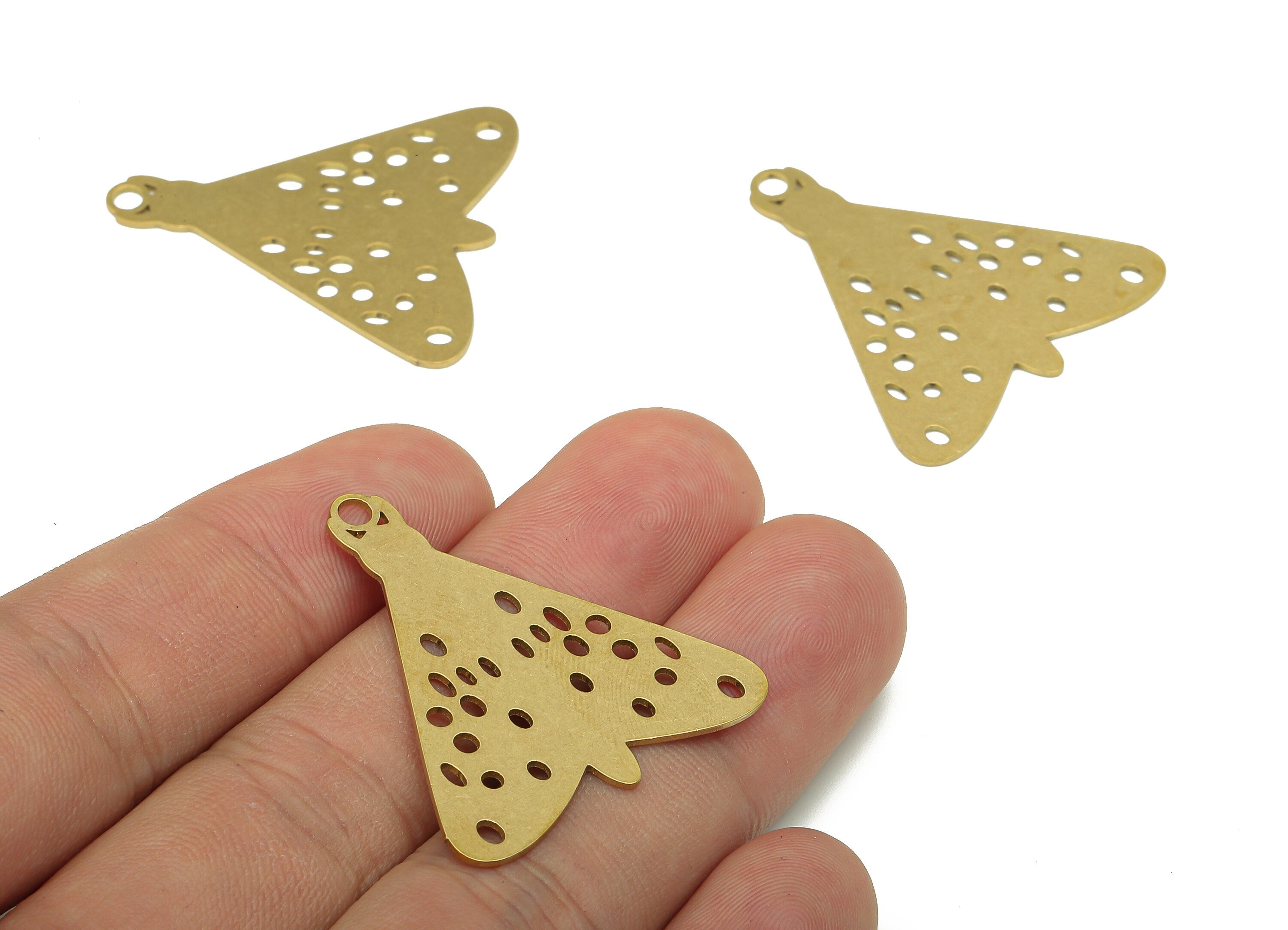 Brass Moth Earring Charm - Raw Brass Cutout Earring - Moth Pendant With Loop - Insect Charm For Necklace - 34.9x31.86x0.63mm - PPA5423 - DOMEDBAZAAR