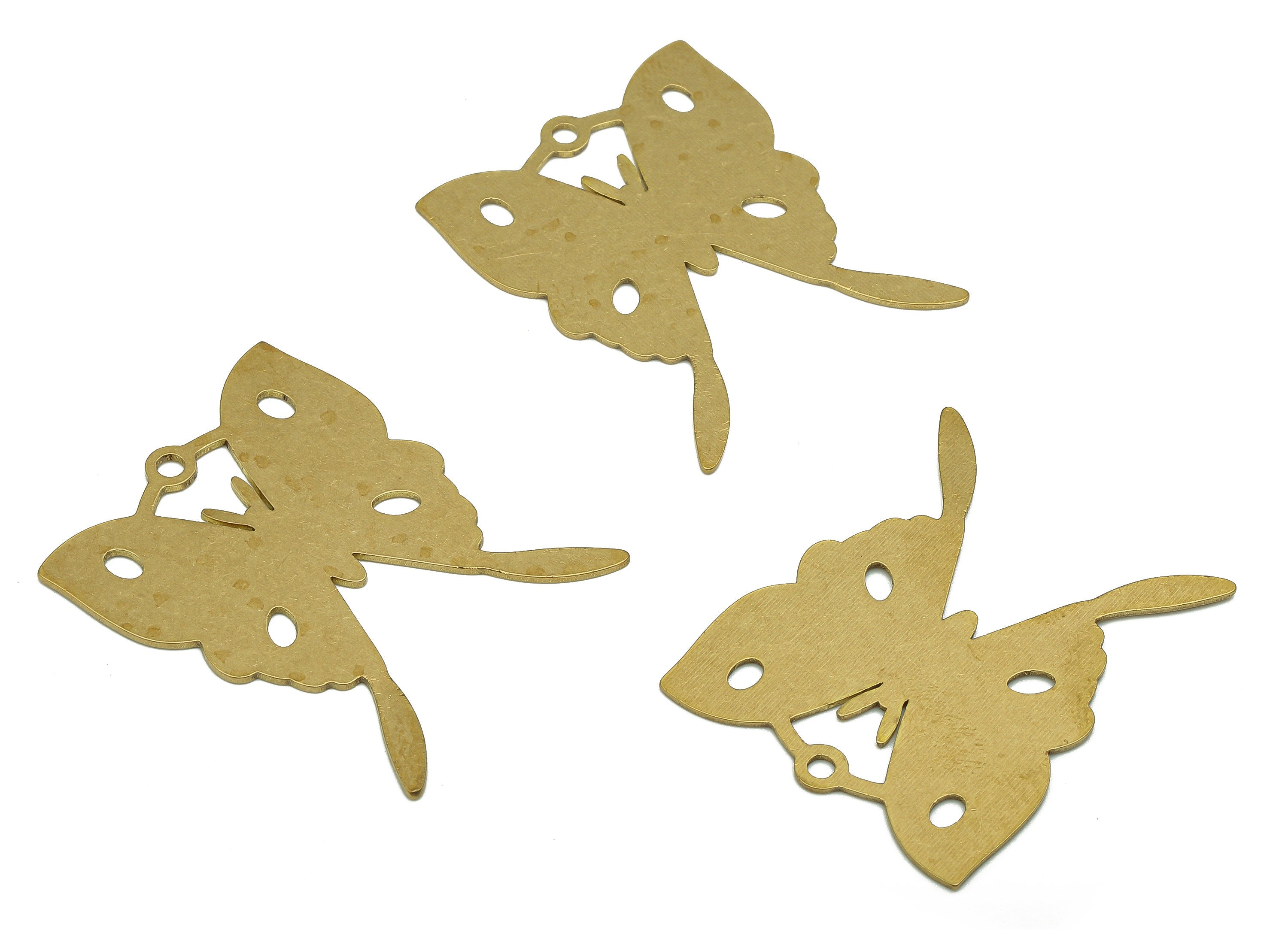 Brass Butterfly Earring Charms - Raw Brass Butterfly Earring - Pendant With Loop - Charm For Necklace - 35.26x28.37x0.68mm - PPA5425 - DOMEDBAZAAR