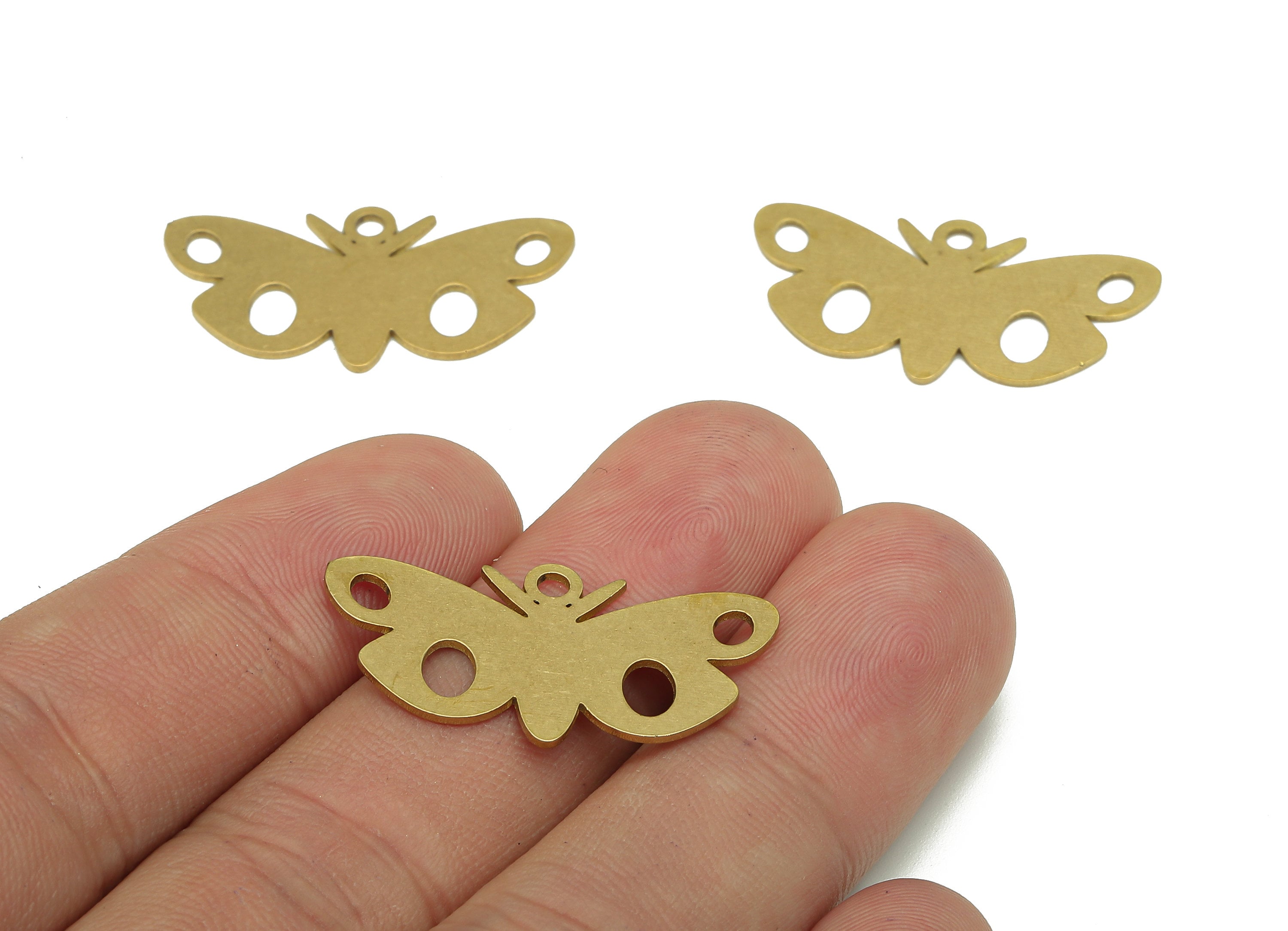 Brass Butterfly Earring Charms - Raw Brass Butterfly Earring - Pendant With Loop - Charm For Necklace - 29.81x15.66x0.7mm - PPA5473 - DOMEDBAZAAR