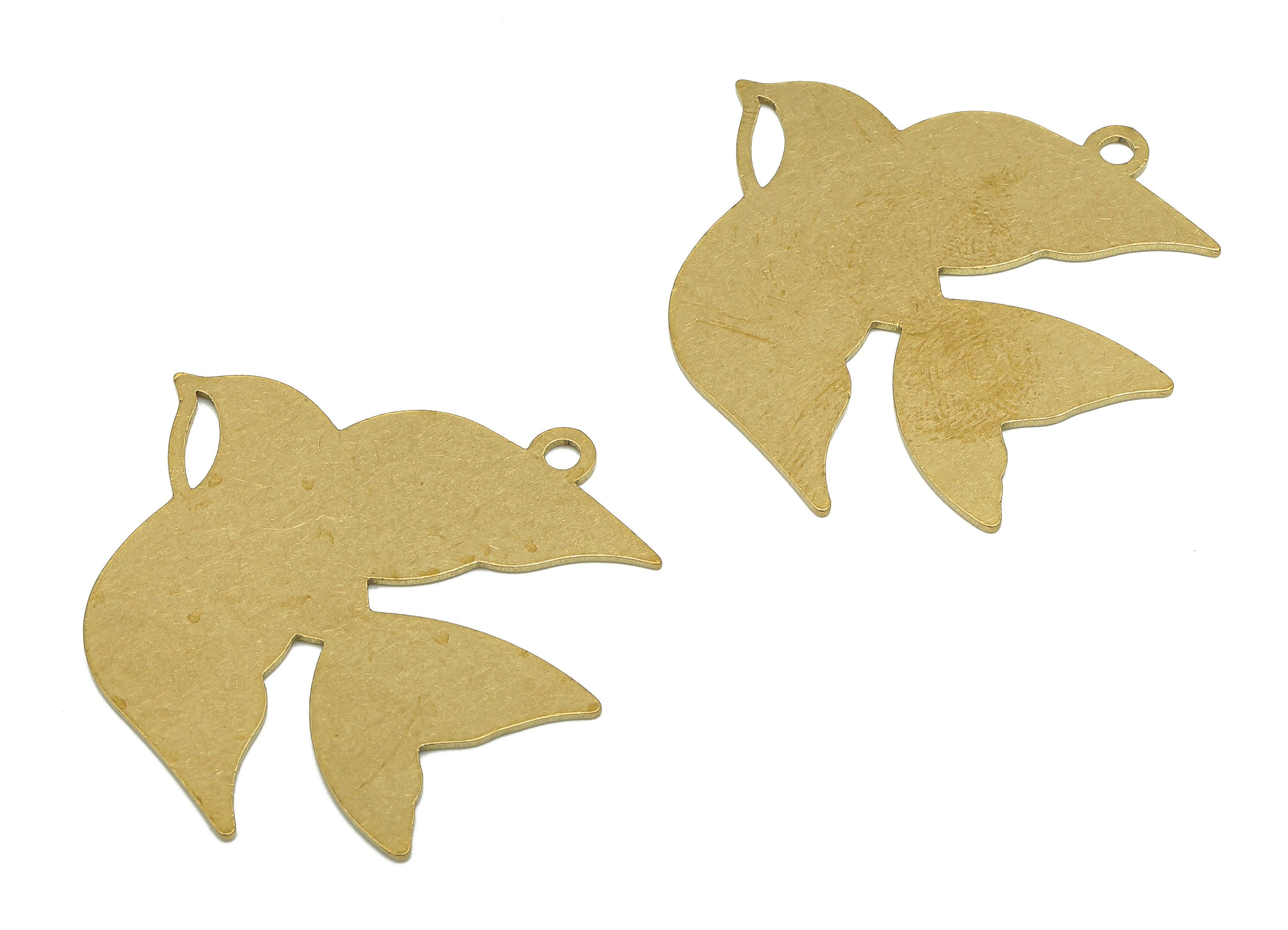 Brass Swollow Stamping Blank Charms - Raw Brass Cutout Earring - Pigeon Pendant With Loop - Bird For Necklace - 33.8x31.99x0.7mm - PPA5441 - DOMEDBAZAAR