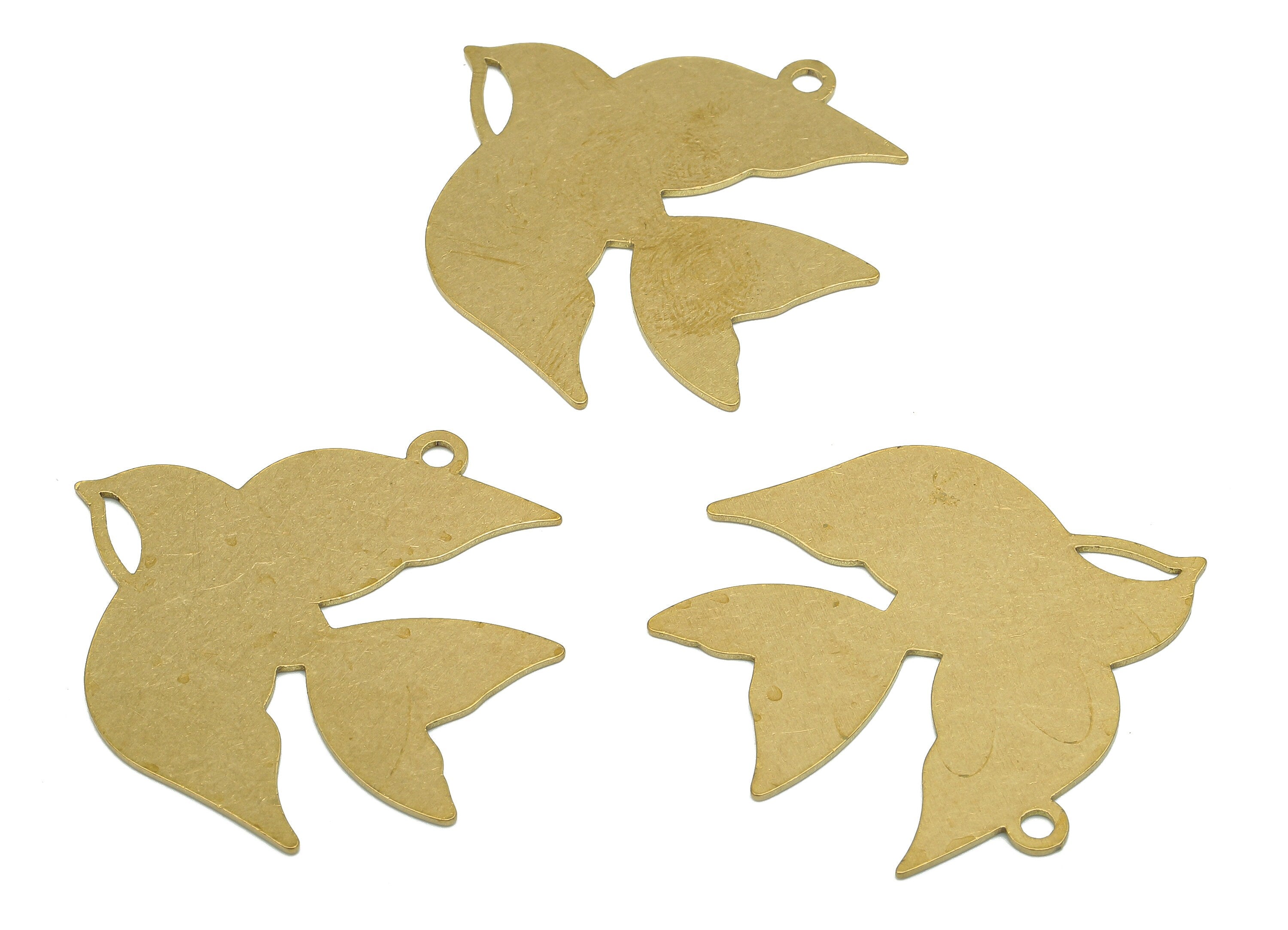 Brass Swollow Stamping Blank Charms - Raw Brass Cutout Earring - Pigeon Pendant With Loop - Bird For Necklace - 33.8x31.99x0.7mm - PPA5441 - DOMEDBAZAAR