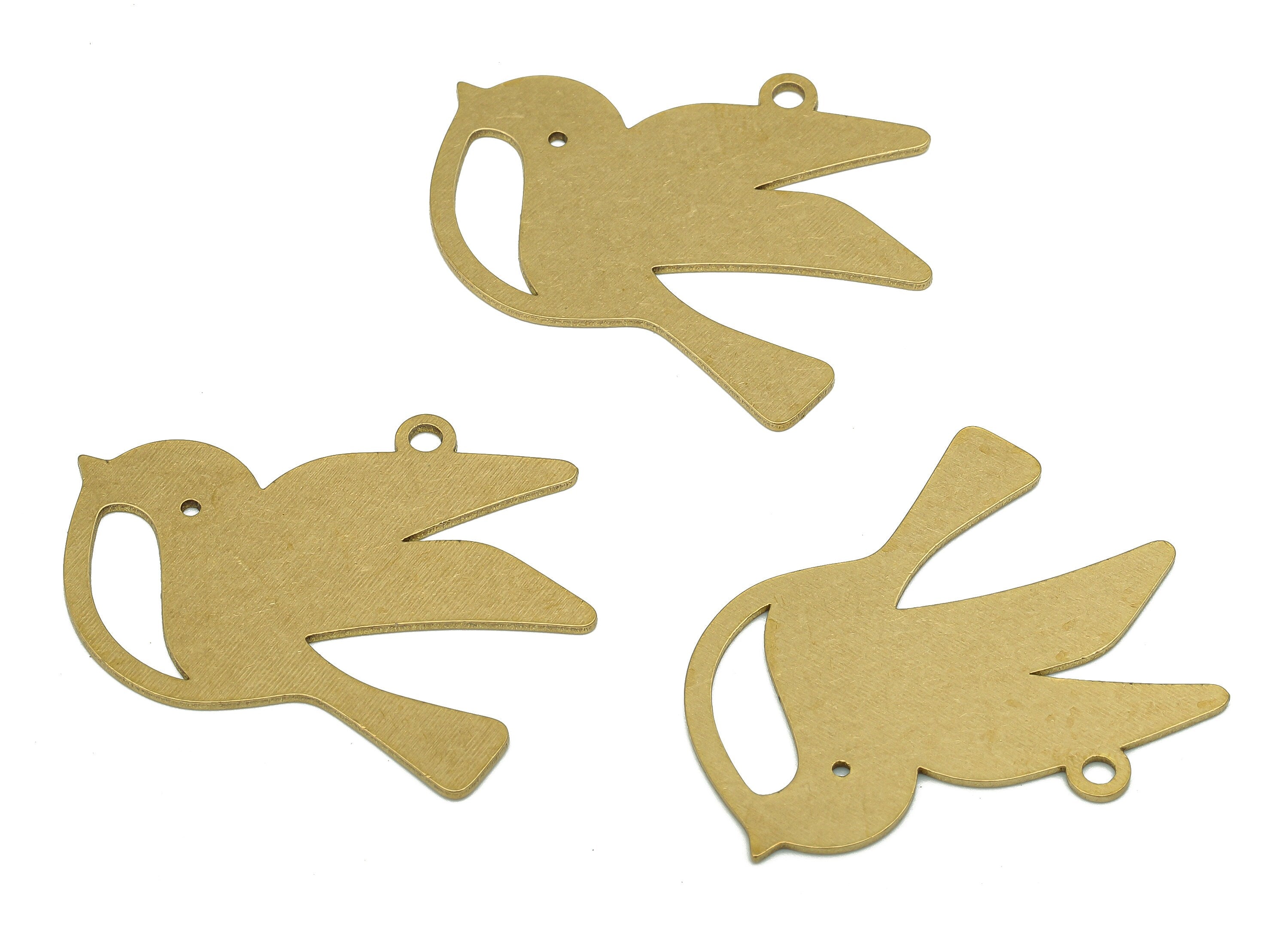 Brass Bird Earring Charms - Raw Brass Cutout Earring - Bird Pendant With Loop - Bird For Necklace - 34.9x31.8x0.74mm - PPA5447 - DOMEDBAZAAR