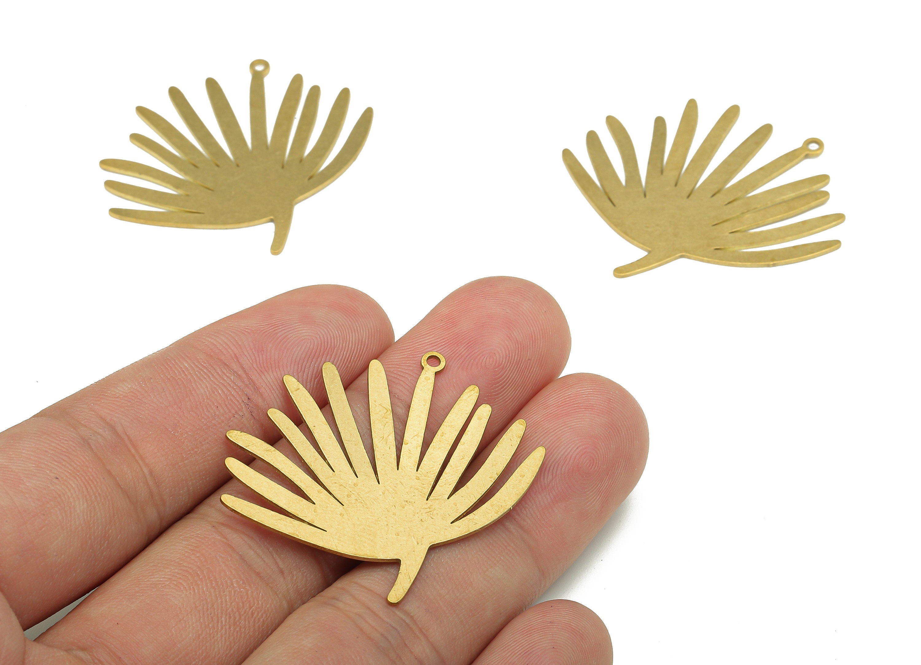 Brass Leaf Plant Earring Charms - Raw Brass Cutout Earring - Branch Pendant With Loop - Leaf For Necklace - 38.26x36.25x0.66mm - PPA5651 - DOMEDBAZAAR