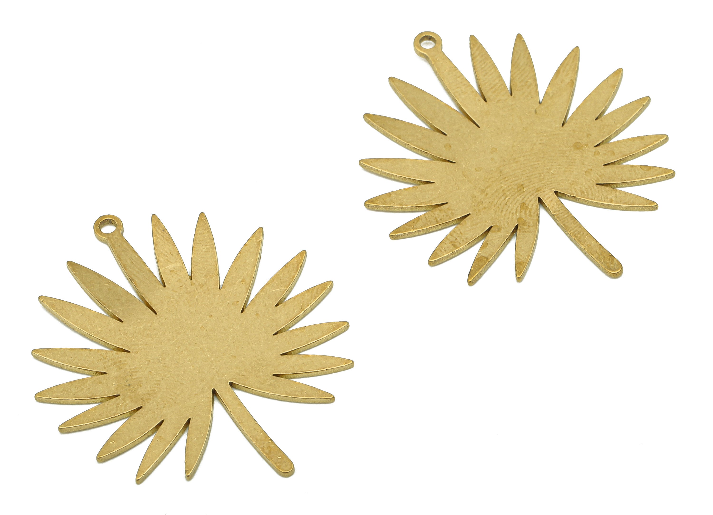 Brass Plant Earring Charms - Raw Brass Cutout Earring - Botanical Pendant With Loop - Leaf For Necklace - 35.92x31.02x0.81mm - PPA5694 - DOMEDBAZAAR