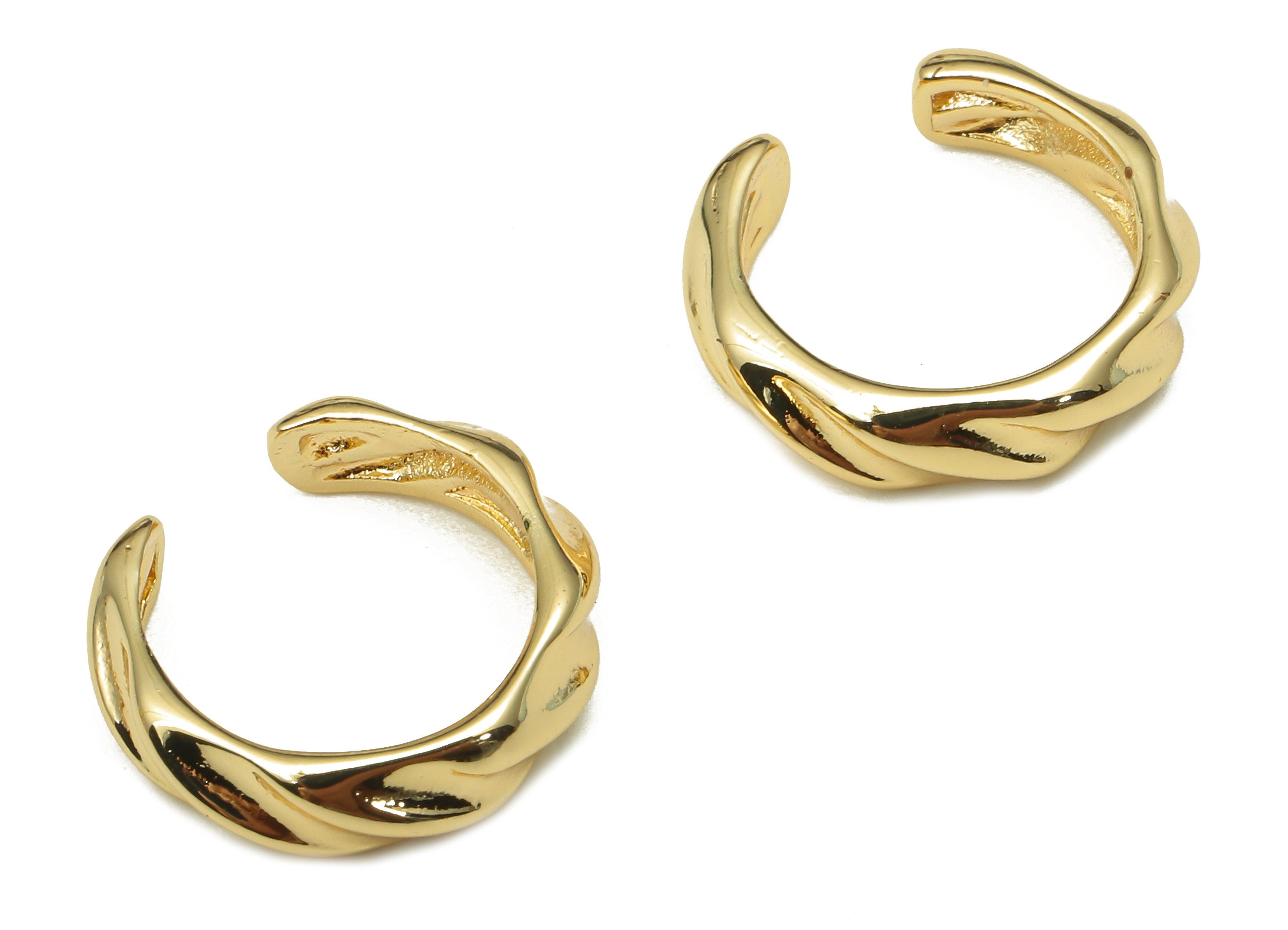 Brass Twisted Open Round Ring - Open Circle Wide Hoop Ring - Gold Wide Hoop - 18K Real Gold Plating - 14.9x14.9x1.8mm - RGP5257 - DOMEDBAZAAR