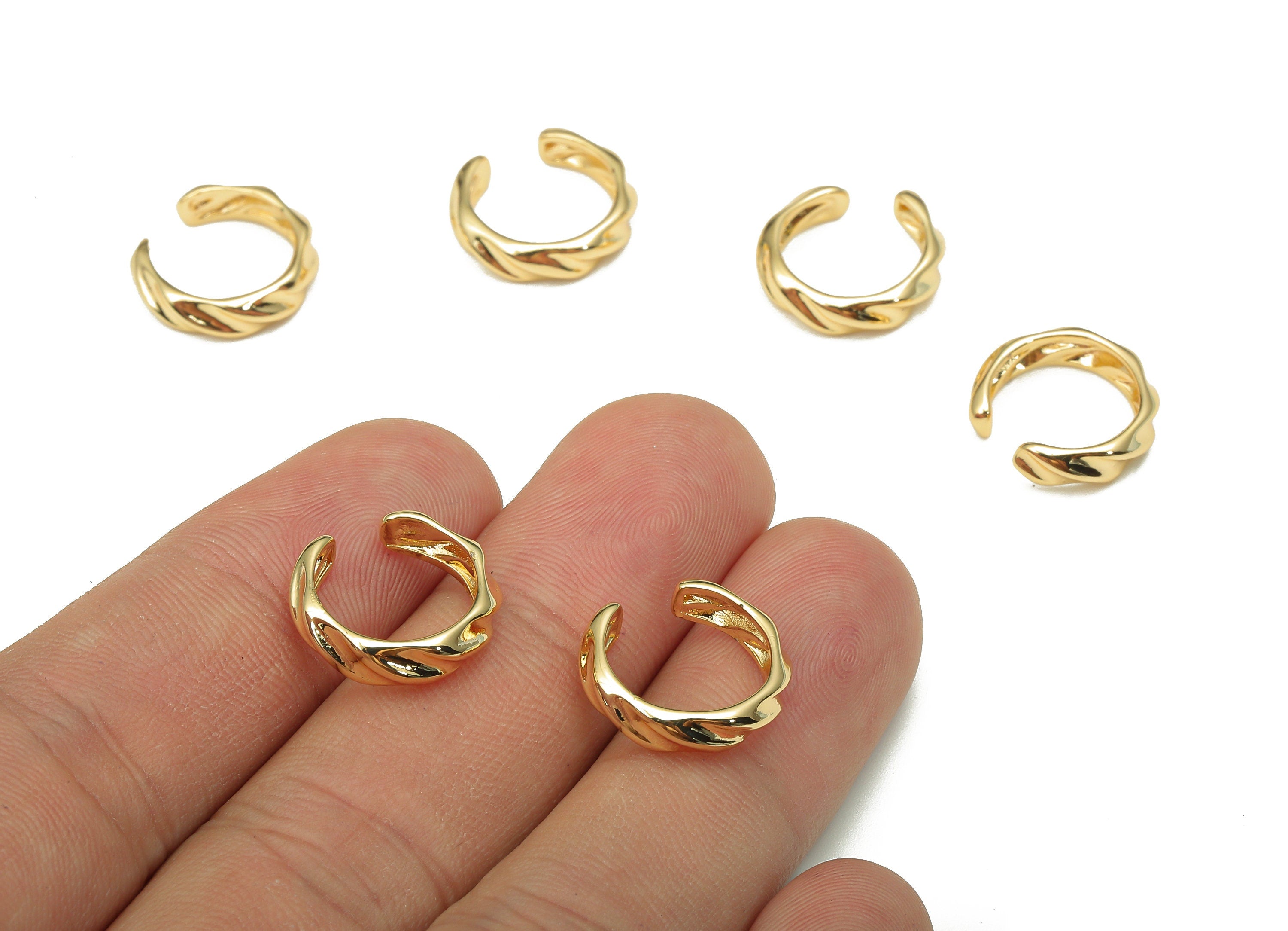 Brass Twisted Open Round Ring - Open Circle Wide Hoop Ring - Gold Wide Hoop - 18K Real Gold Plating - 14.9x14.9x1.8mm - RGP5257 - DOMEDBAZAAR
