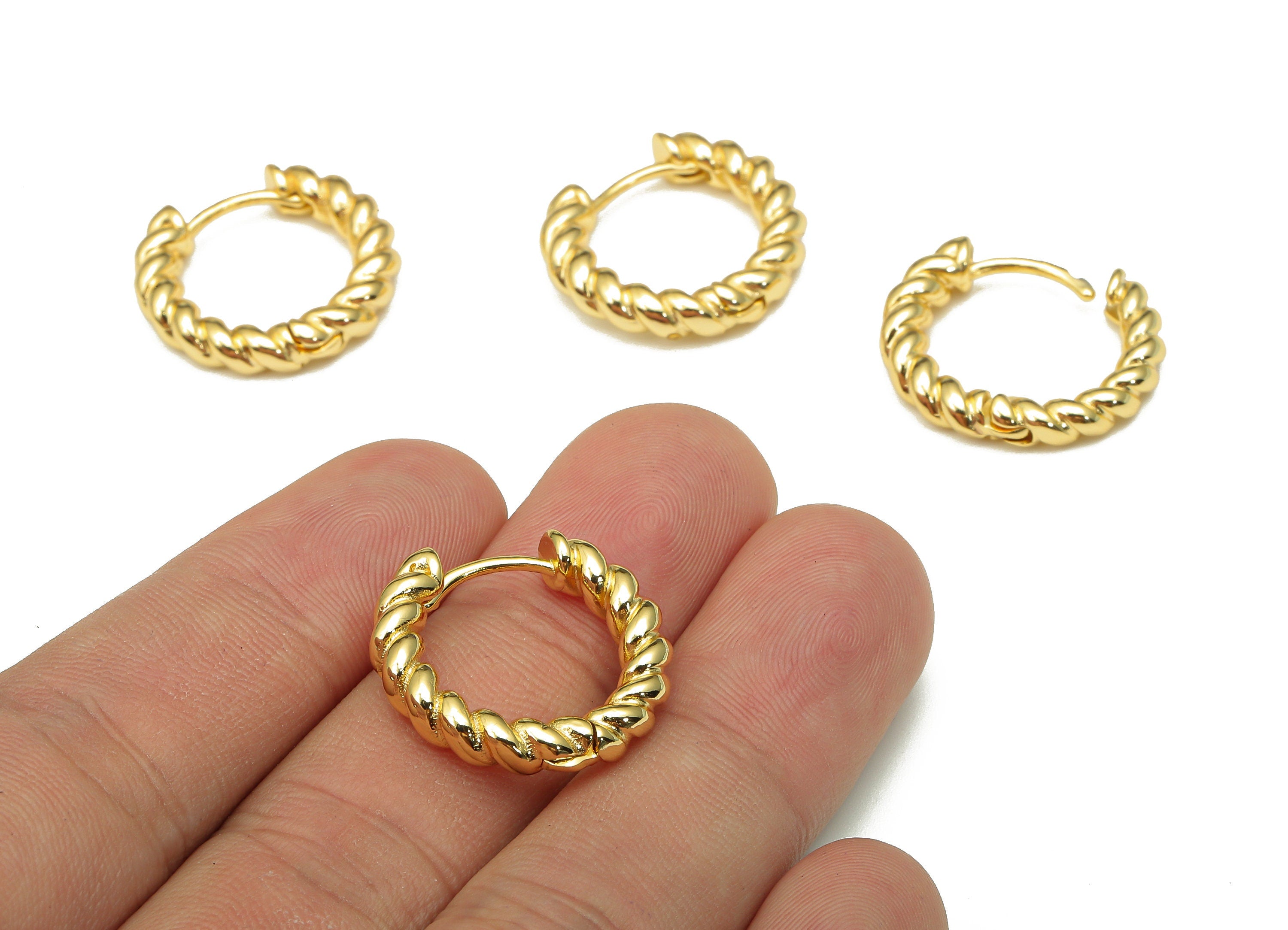 Brass Twisted Round Earring Clasp - Gold Circle Hoop Earring - Twisted Hoop Clasp - 18K Real Gold Plating Charm - 21.7x21.7x4.2mm - RGP5262 - DOMEDBAZAAR
