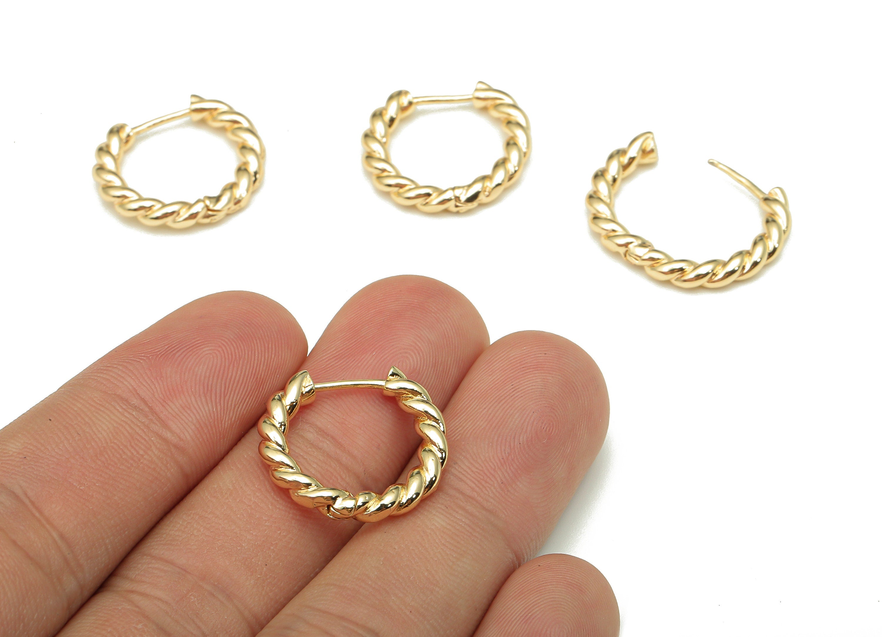 Brass Twisted Round Earring Clasp - Gold Circle Hoop Earring - Twisted Hoop Clasp - 18K Real Gold Plating Charm - 19.7x18.6x3.3mm - RGP5292 - DOMEDBAZAAR