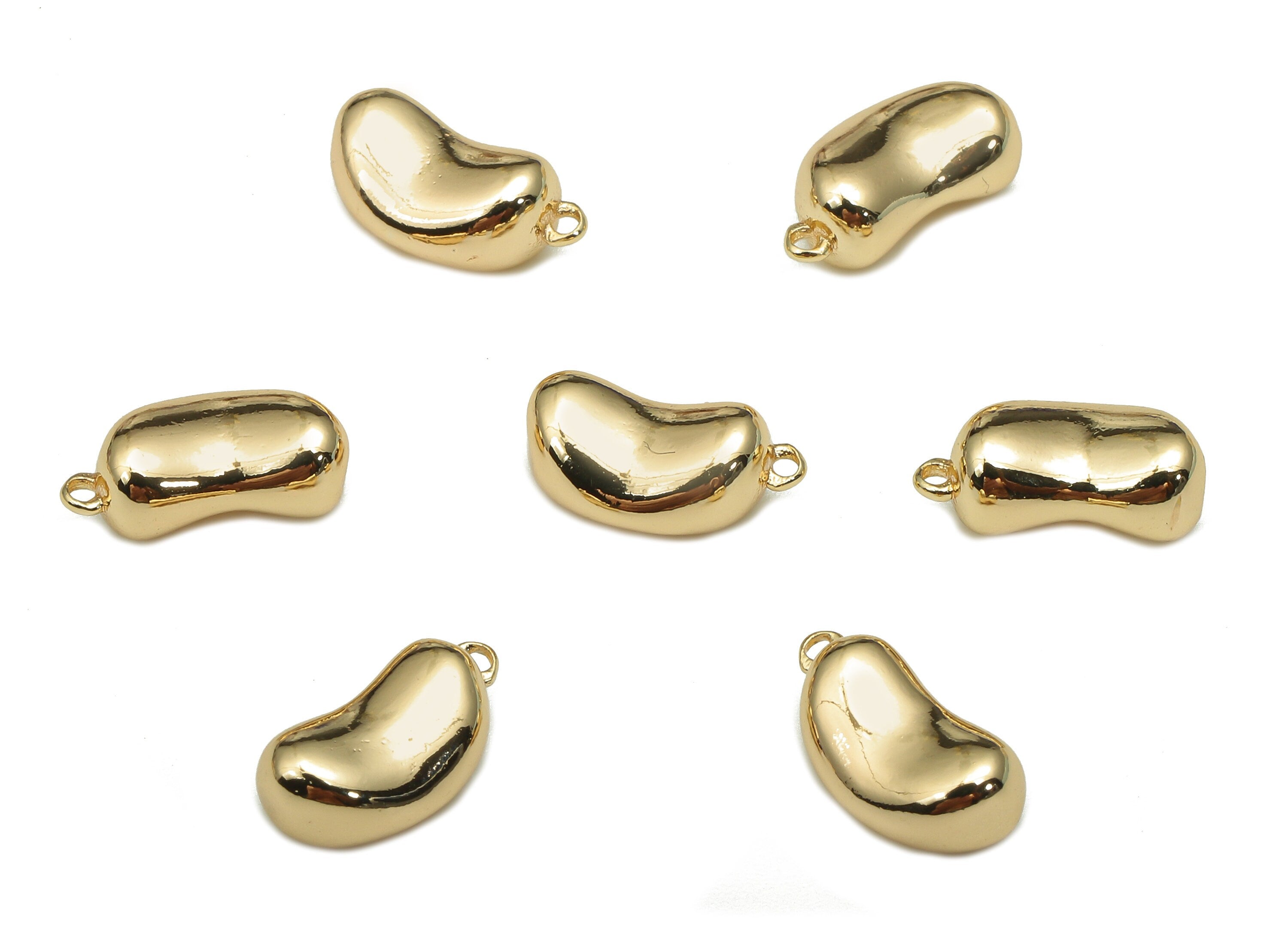 Brass Bean Earring Charm - Gold Bean Earring - Pendant With Loop - Bean Charm For Necklace - 18K Real Gold Plating - 10.6x5.5x3.3mm -RGP5299 - DOMEDBAZAAR