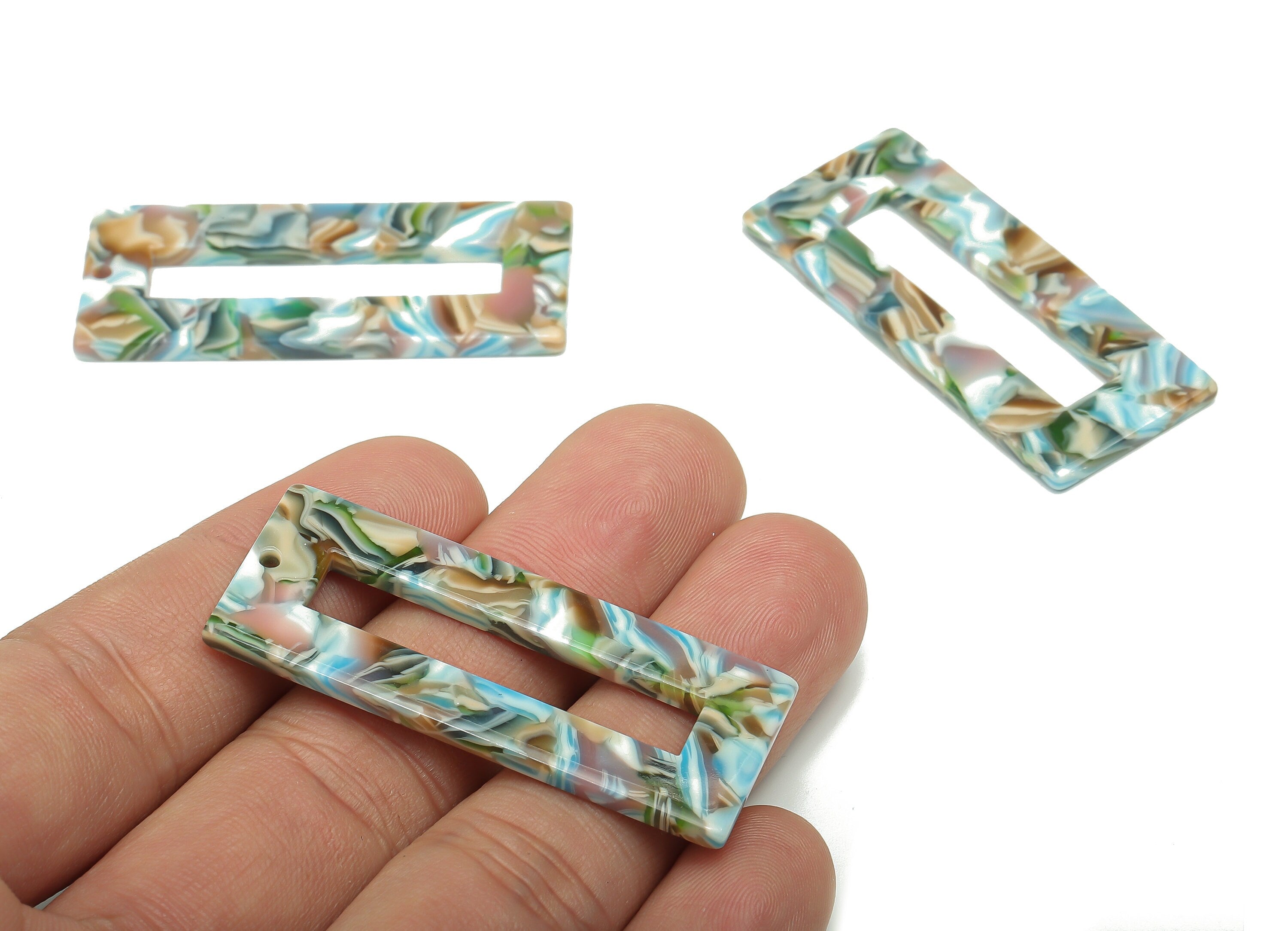 Acetate Rectangle Charms - Rectangle Pendant - Earring Findings - Jewelry Supplies - Color Code: A240 - 47.13x19.51x2.74mm - AC1025-A240 - DOMEDBAZAAR