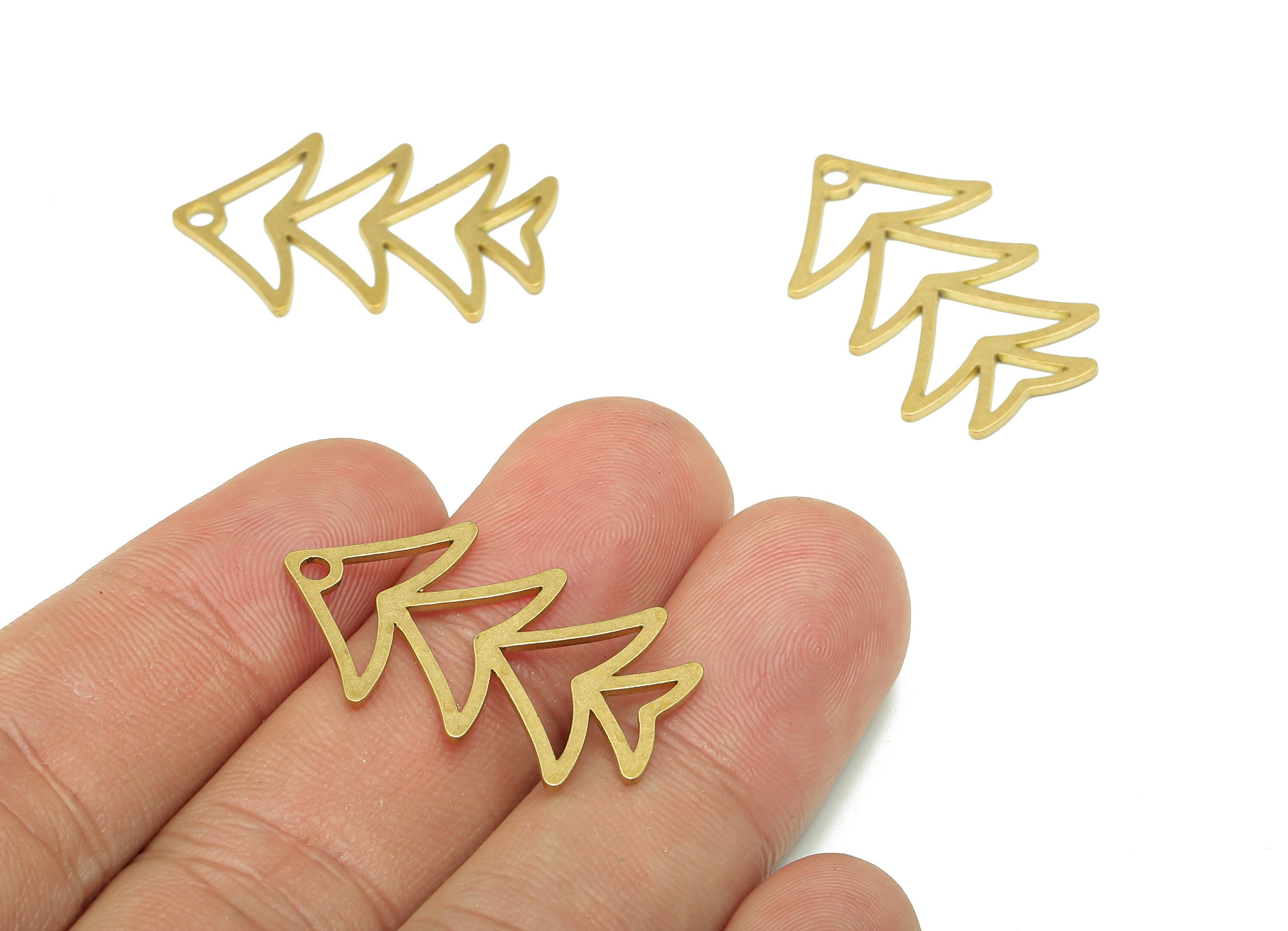 Brass Pine Tree Charms - Raw Brass Cutout Earring - Pine Tree Pendant With Loop - Tree Earring Charms For Necklace - 29.6x18x0.9mm -PPA5088 - DOMEDBAZAAR