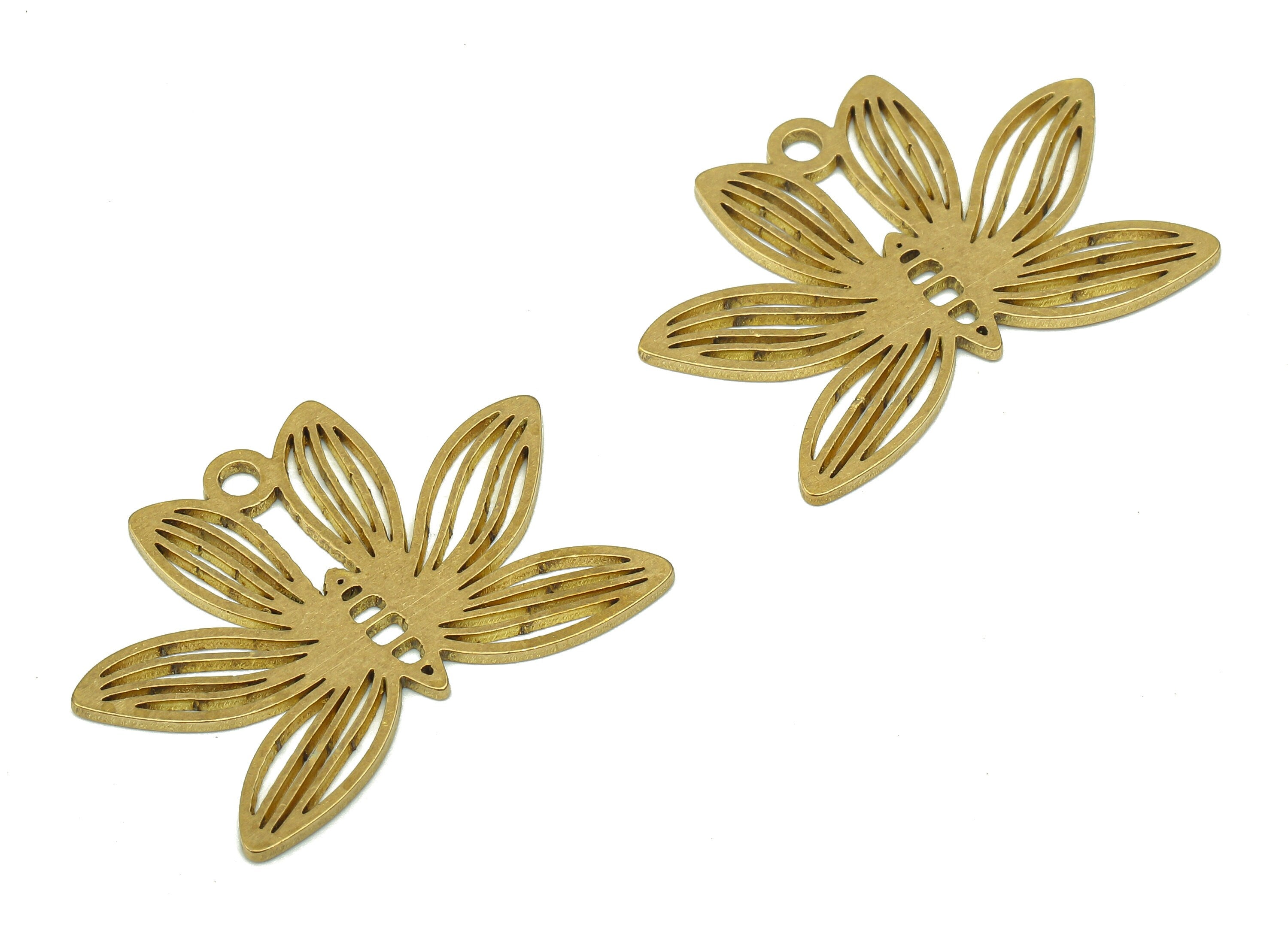 Brass Flower Earring Charms - Raw Brass Flower Cutout Pendant With Loop - For Necklace - Earring Findings - 29.7x21x0.92mm - PPA5091 - DOMEDBAZAAR