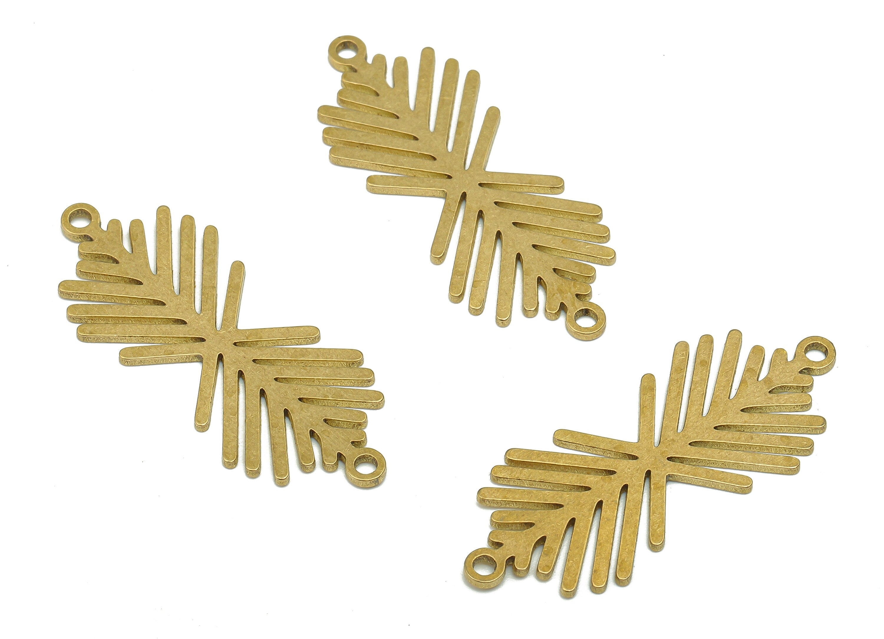 Brass Arrows Branch Connector - Raw Brass Cutout Earring - Branch Pendant With 2 Loops - Earring Charms - 34.7x14.3x0.84mm - PPA5096 - DOMEDBAZAAR