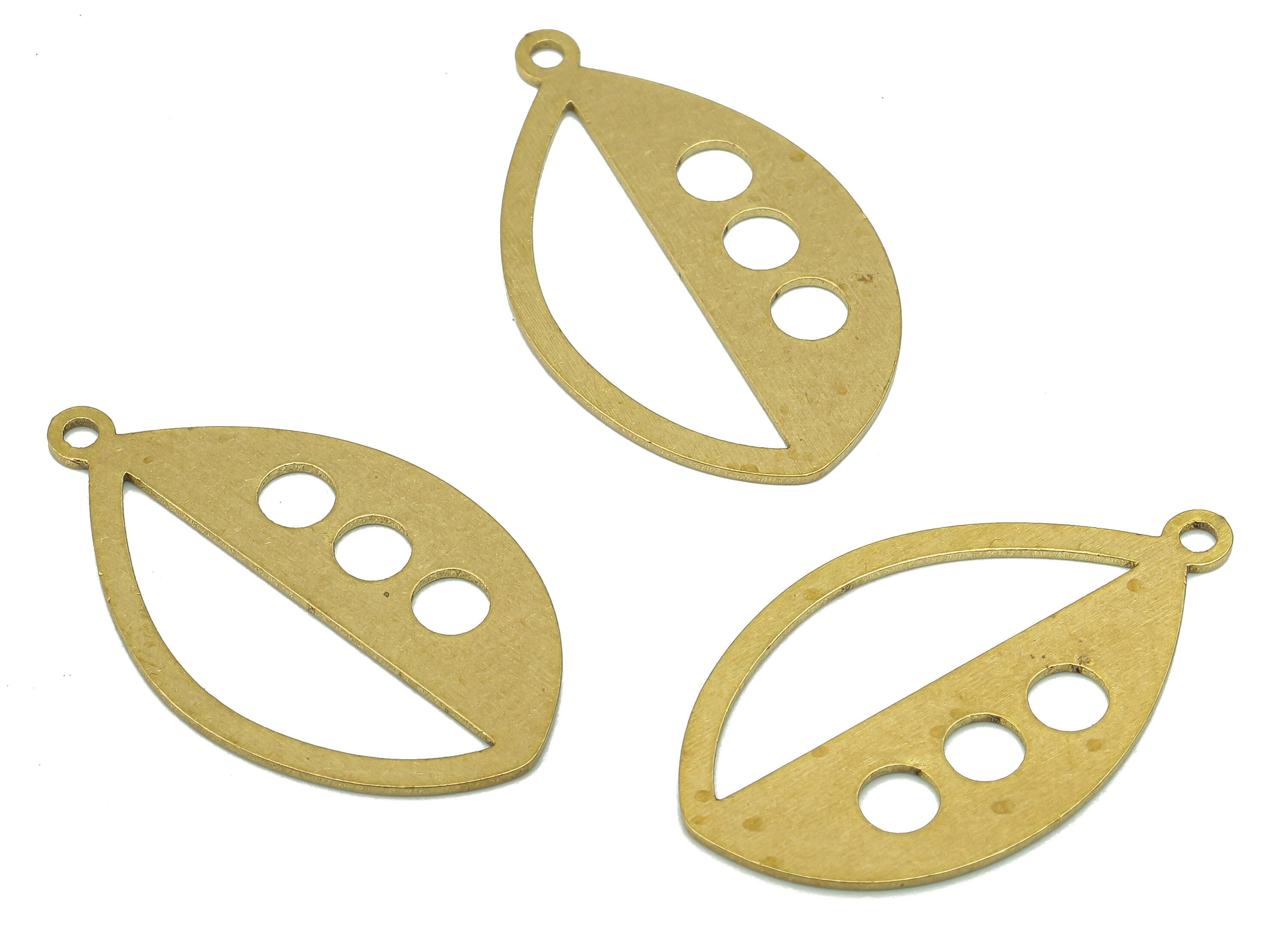 Brass Marquise Earring Charm - Raw Brass Cutout Earring - Pendant With Loop - Charm For Necklace - 27.92x16.52x0.71mm - PPA5324 - DOMEDBAZAAR