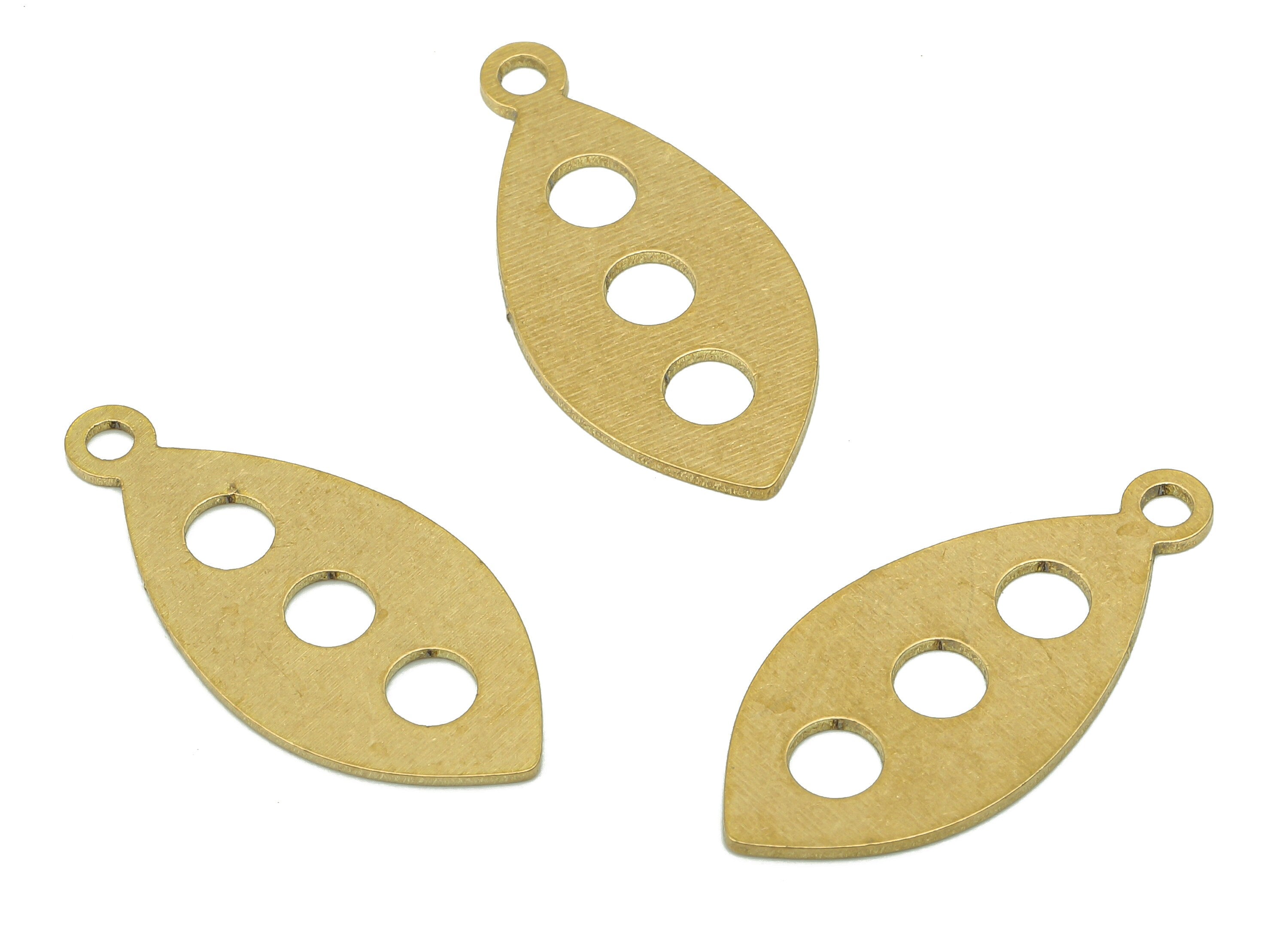 Brass Marquise Earring Charm - Raw Brass Cutout Earring - Pendant With Loop - Charm For Necklace - 24.8x11.46x0.67mm - PPA5325 - DOMEDBAZAAR