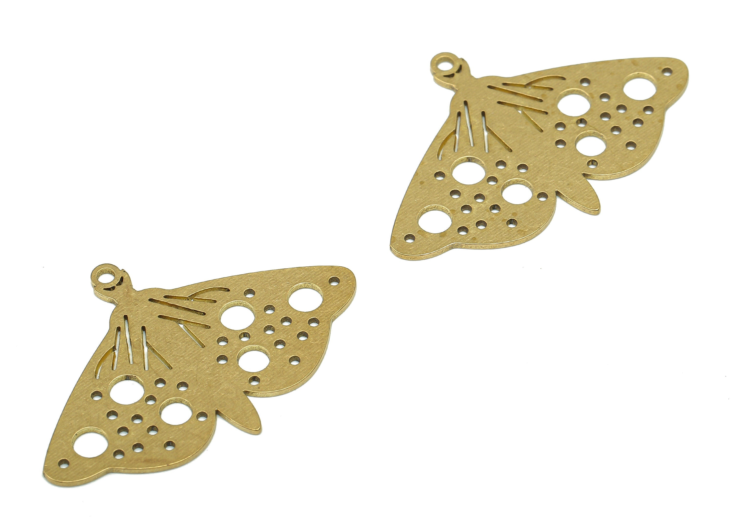 Brass Moth Earring Charm - Raw Brass Cutout Earring - Butterfly Pendant With Loop - Insect Charm For Necklace - 34.8x23.8x0.7mm - PPA5427 - DOMEDBAZAAR