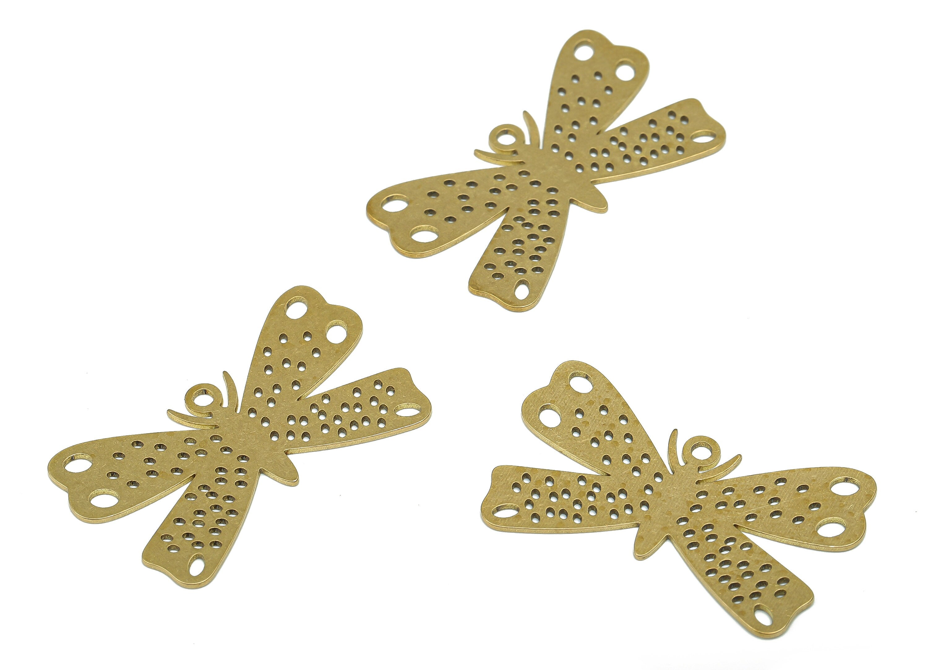 Brass Butterfly Earring Charm - Raw Brass Bowtie Earring - Insect Pendant With Loop - Insect Charm For Necklace - 35.7x21.2x0.7mm-PPA5429 - DOMEDBAZAAR
