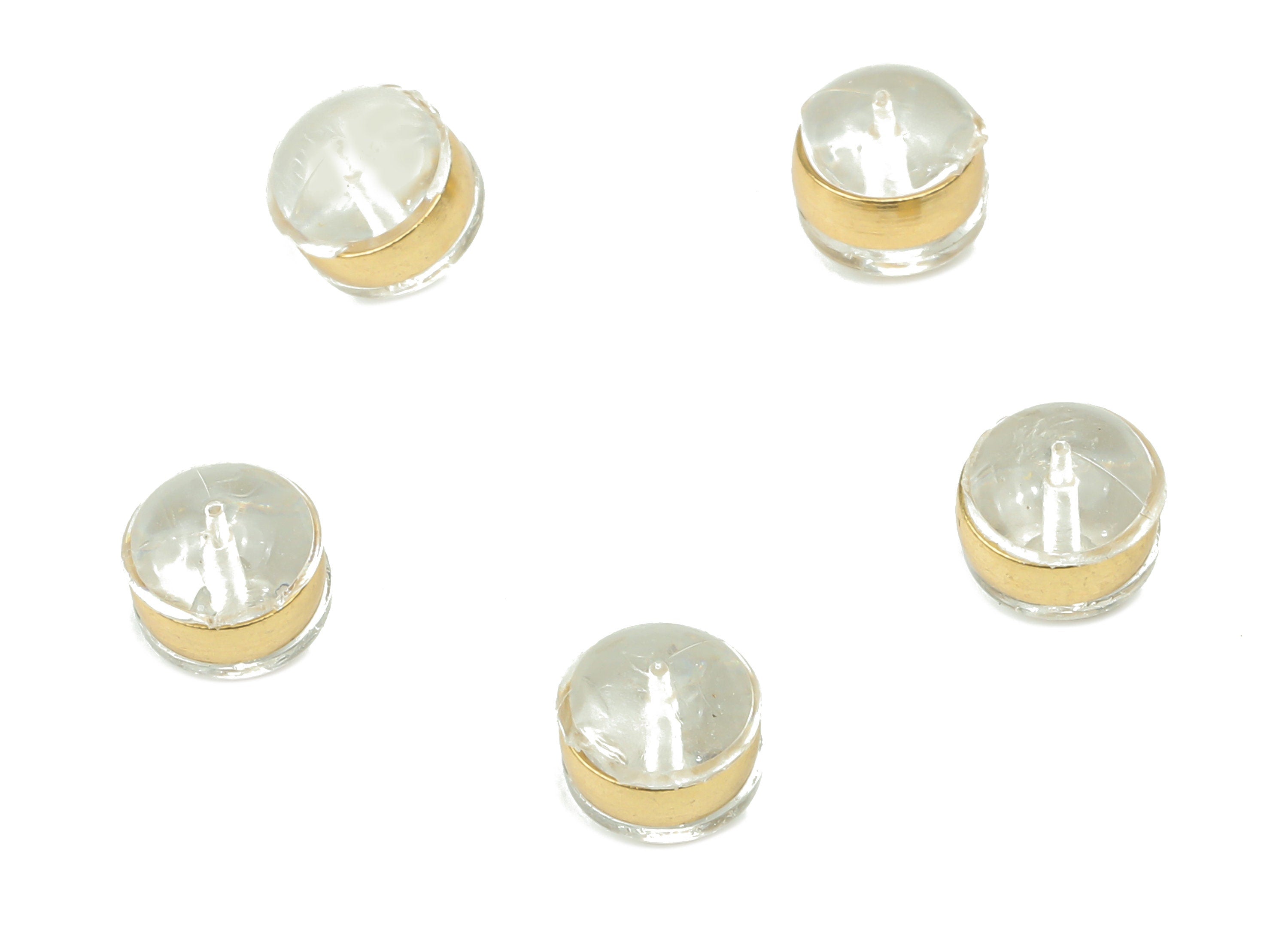Silicone Earring Stopper Nuts - Rubber Hamburger Earring Back - 304 Stainless Steel - Gold Tone Plating - 5.6x5.6x4.6mm - ES1015 - DOMEDBAZAAR