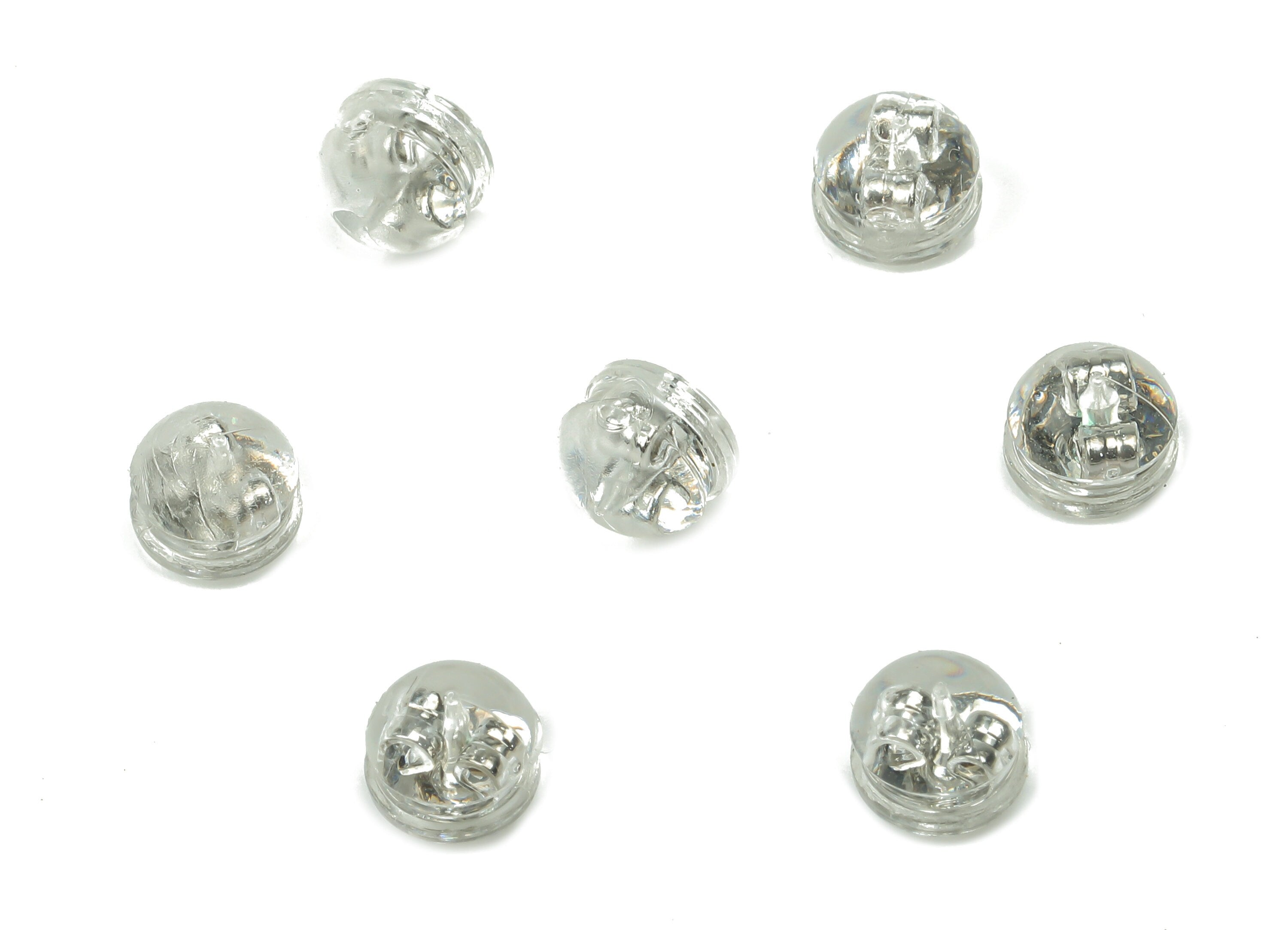 Silicone Earring Stopper Nuts - Clear Rubber Earring Findings - Hamburger Earring Back - 304 Stainless Steel - 5.3x5.3x4.2mm - ES1019 - DOMEDBAZAAR