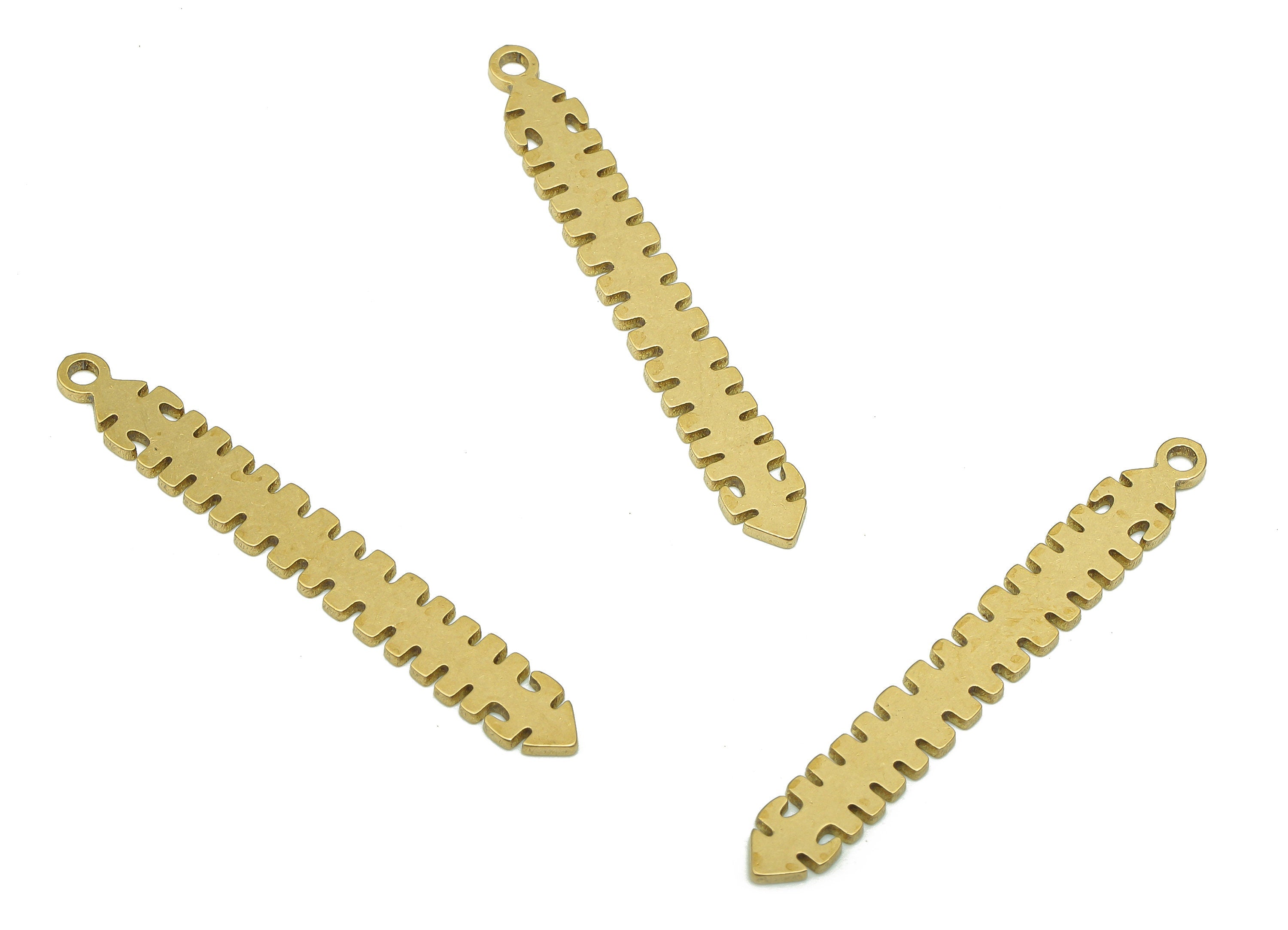 Brass Long Rectangle Bar Charms - Raw Brass Cutout Earring - Long Bar Pendant With Loop - Bar For Necklace - 37.9x4.9x0.8mm - PPA5137 - DOMEDBAZAAR