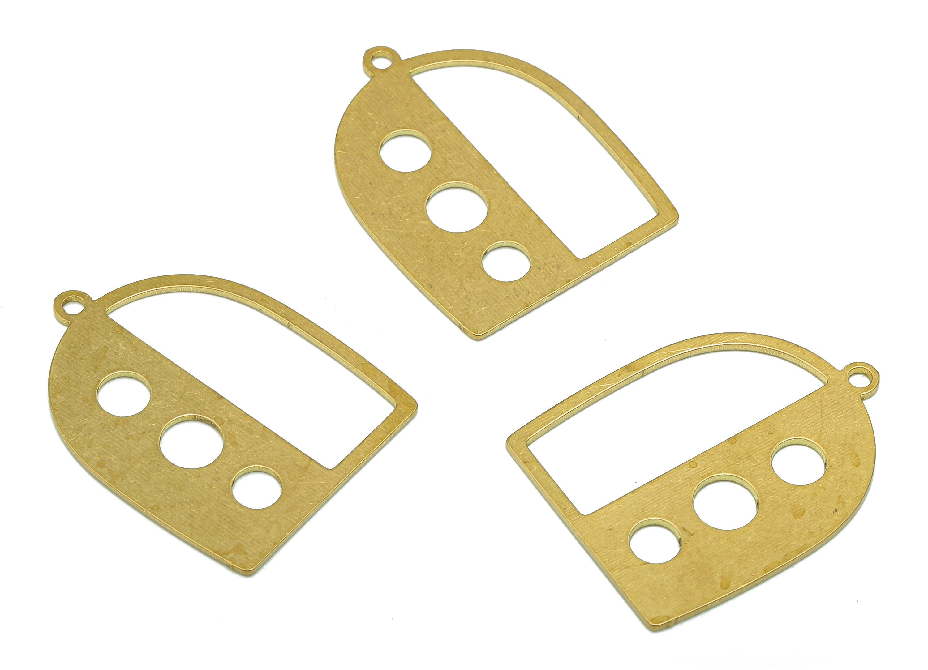 Brass Domed Earring Charm - Raw Brass Half Ellipse Earring - Cutout Pendant With Loop - Round Charm For Necklace - 24.8x19.1x0.7mm - PPA5271 - DOMEDBAZAAR