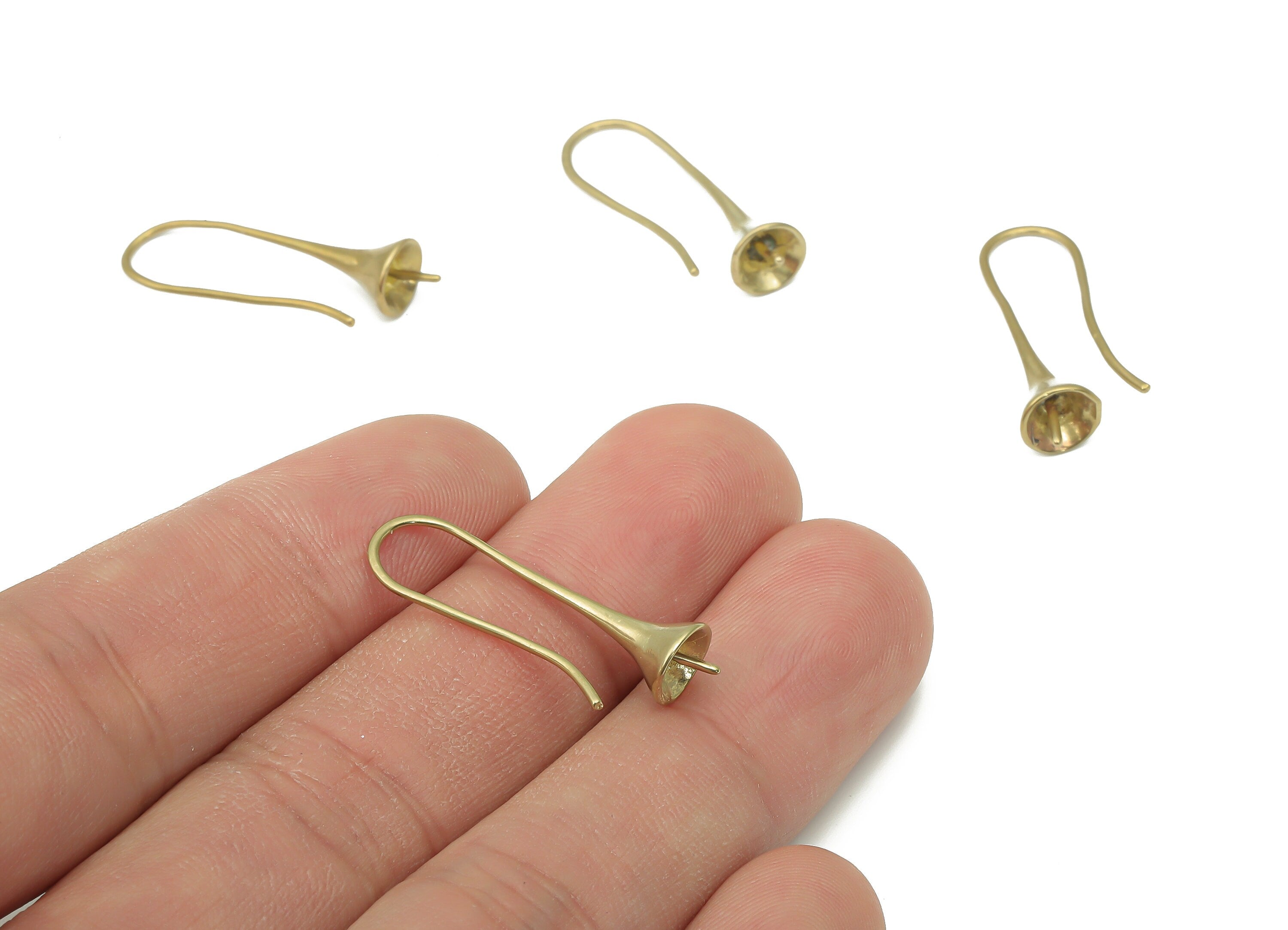 Brass Earrings Wires - Raw Brass Bell Earrings Hook - Brass Earrings Findings - Brass Round Wires - 27.3x8.7x6.78mm - PP7401 - DOMEDBAZAAR