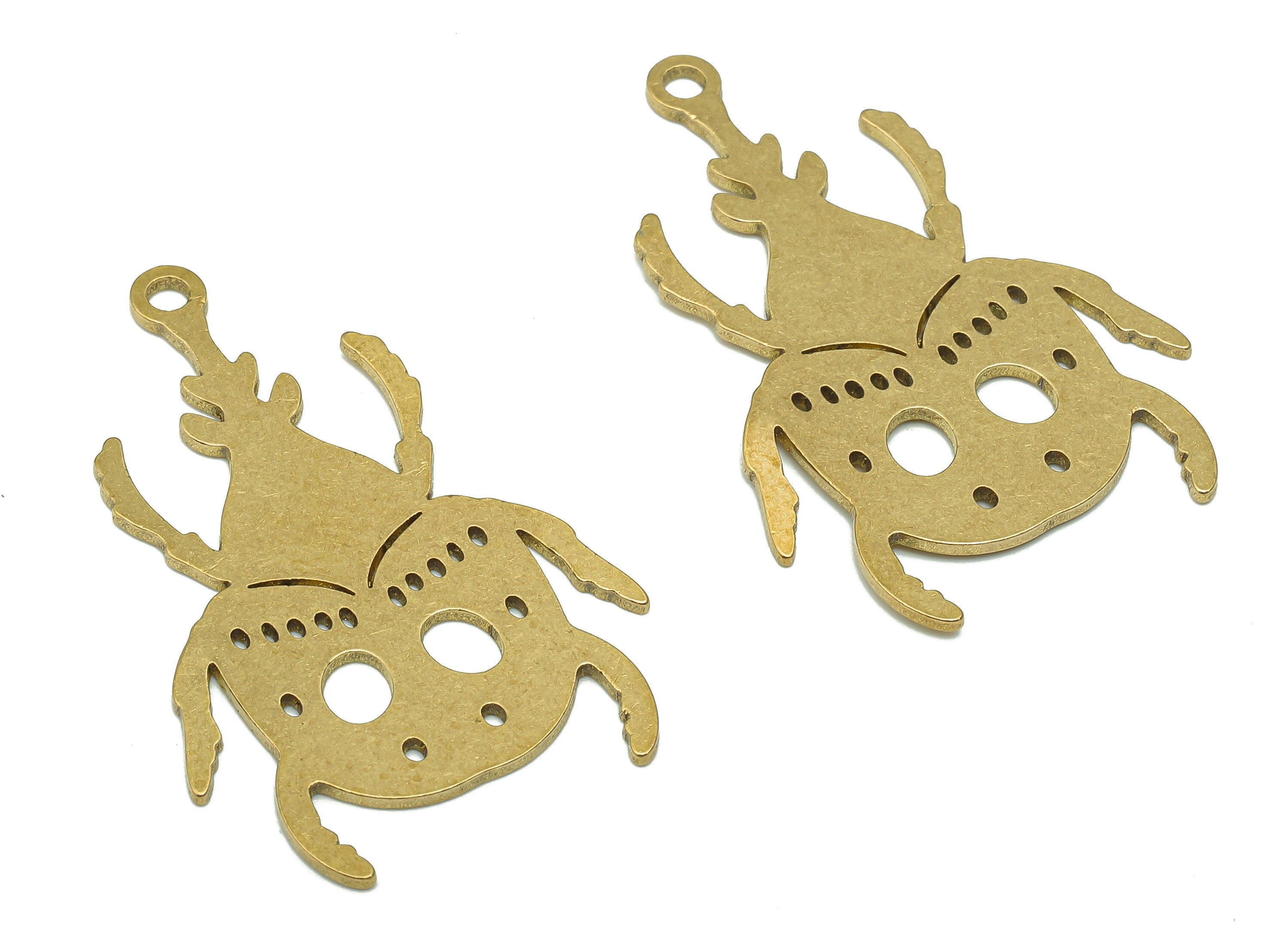 Brass Insect Earring Charm - Raw Brass Cutout Earring - Insect Pendant With Loop - Insect Charm For Necklace - 37.9x24.06x0.92mm - PPA5588 - DOMEDBAZAAR