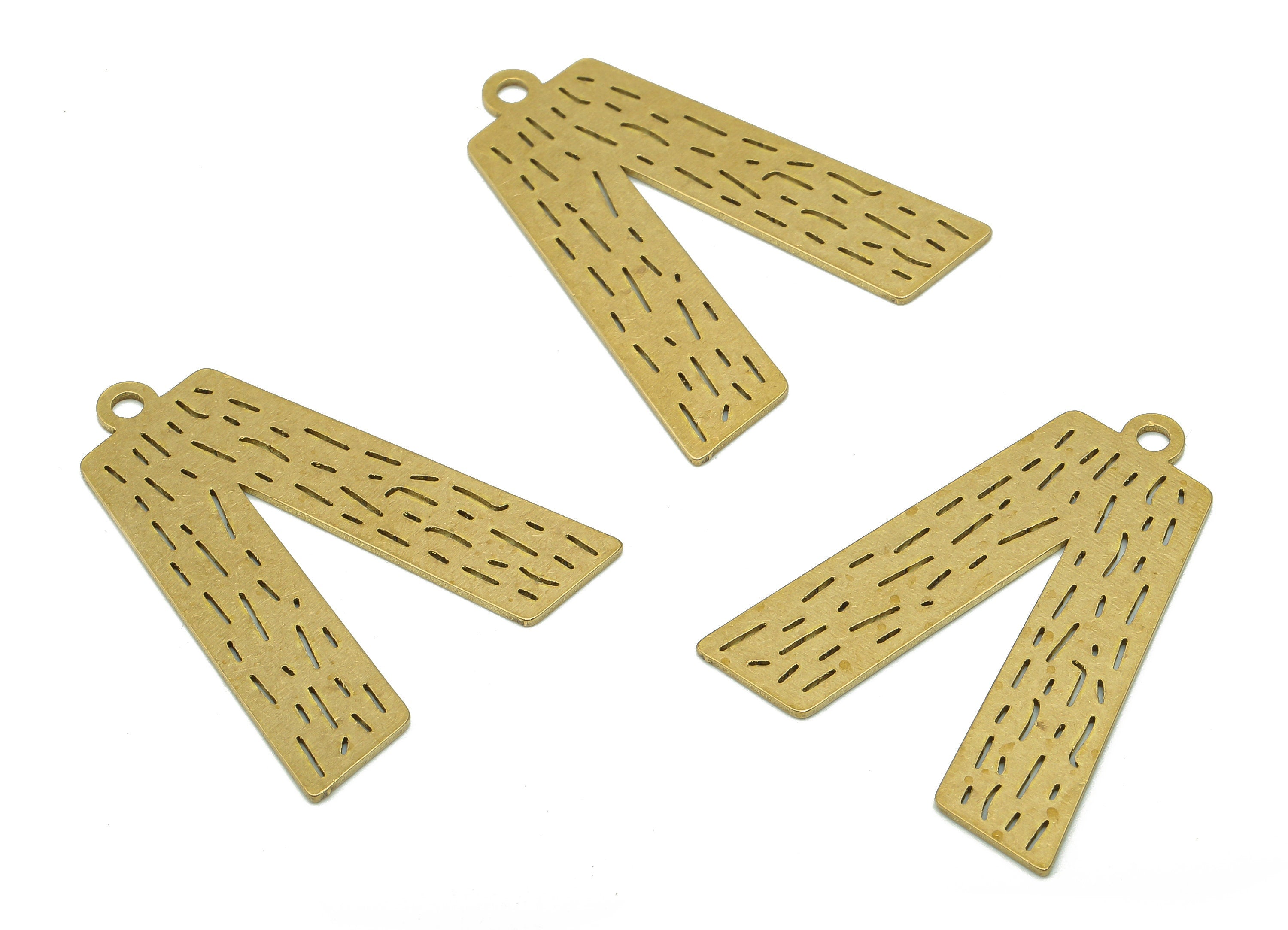 Brass V Earring Charms - Raw Brass Letter V Earring - Letter Wallart Pendant With Loop - Alphabet V For Necklace - 31.8x26.3x0.8mm - PPA5722 - DOMEDBAZAAR