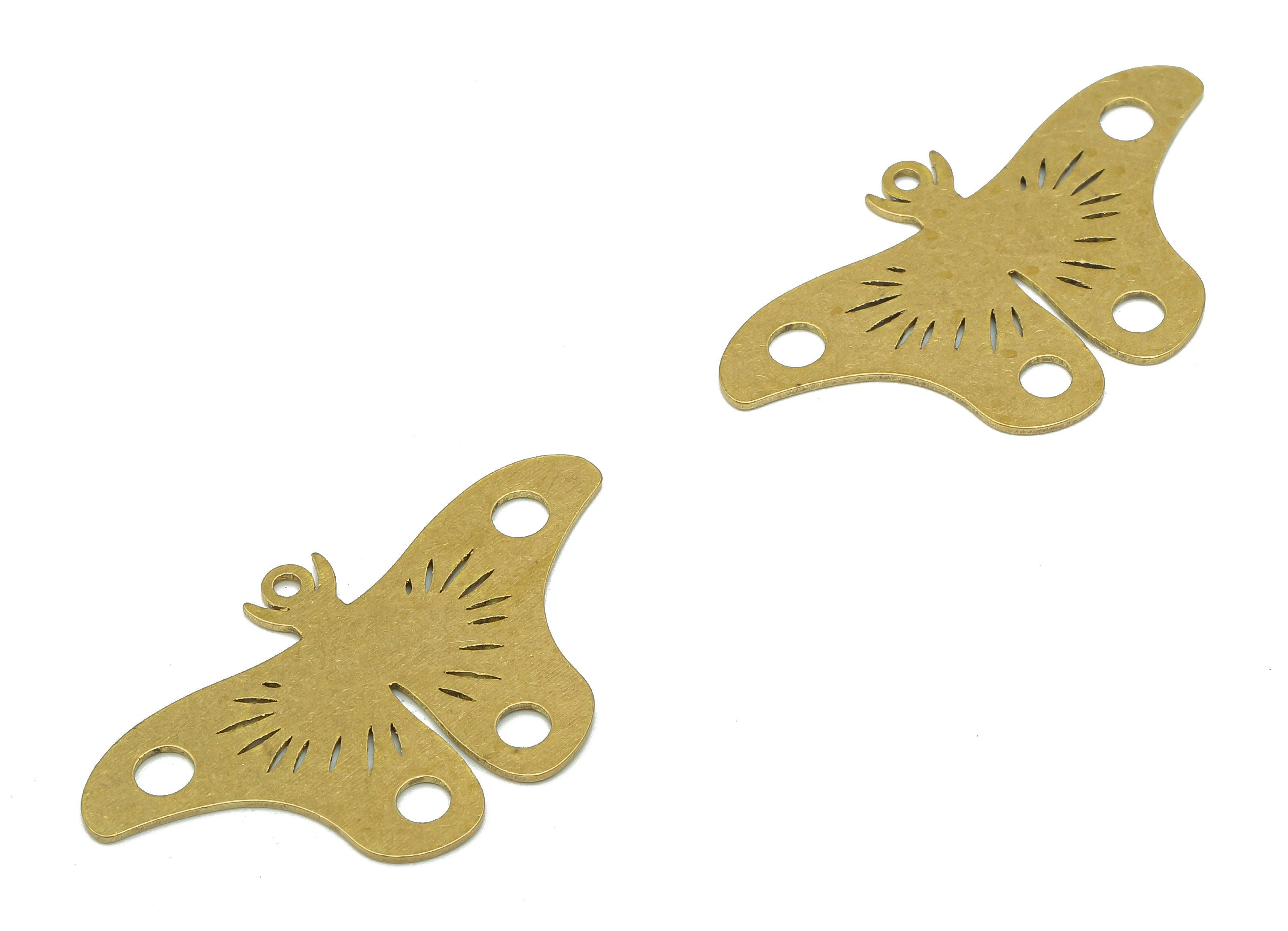 Brass Moth Earring Charms - Raw Brass Butterfly Earring - Butterfly Pendant With Loop - Charm For Necklace - 35.76x20.45x0.68mm - PPA5424 - DOMEDBAZAAR