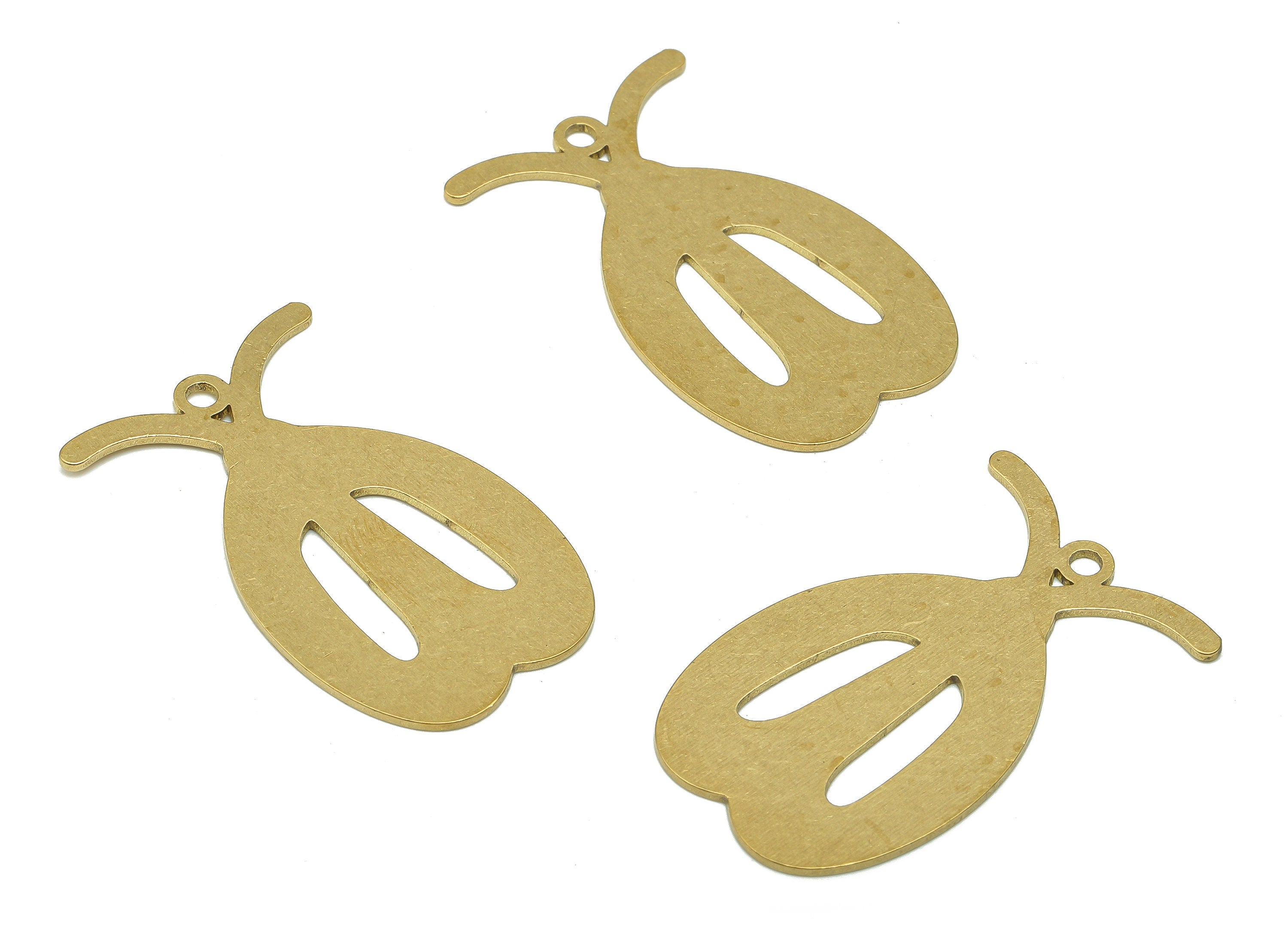 Brass Insect Earring Charm - Raw Brass Cutout Earring - Lady Bug Pendant With Loop - Insect Charm For Necklace - 34.9x20.43x0.8mm - PPA5503 - DOMEDBAZAAR