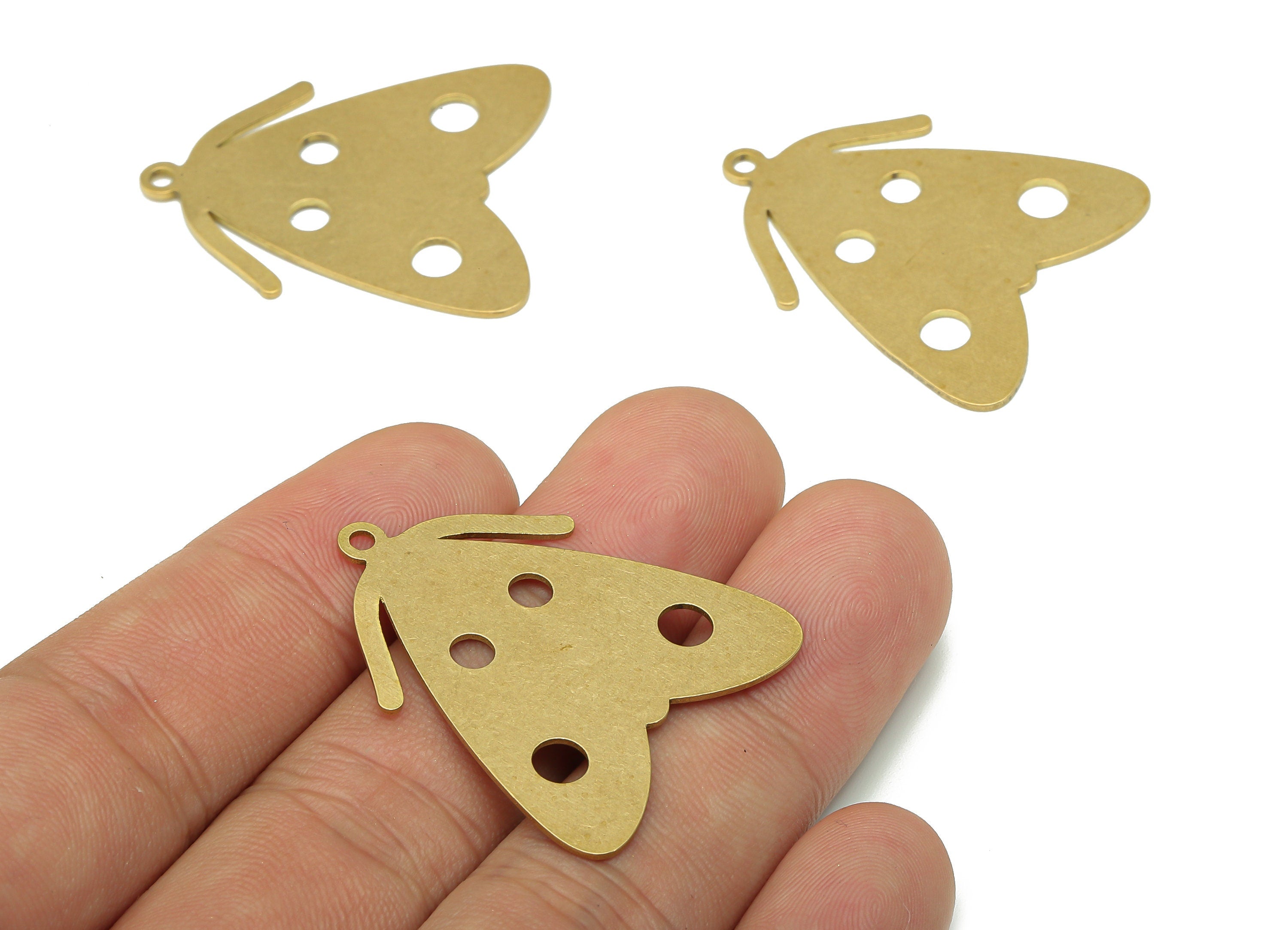 Brass Moth Earring Charm - Raw Brass Cutout Earring - Moth Pendant With Loop - Insect Charm For Necklace - 35.06x29.5x0.76mm - PPA5508 - DOMEDBAZAAR