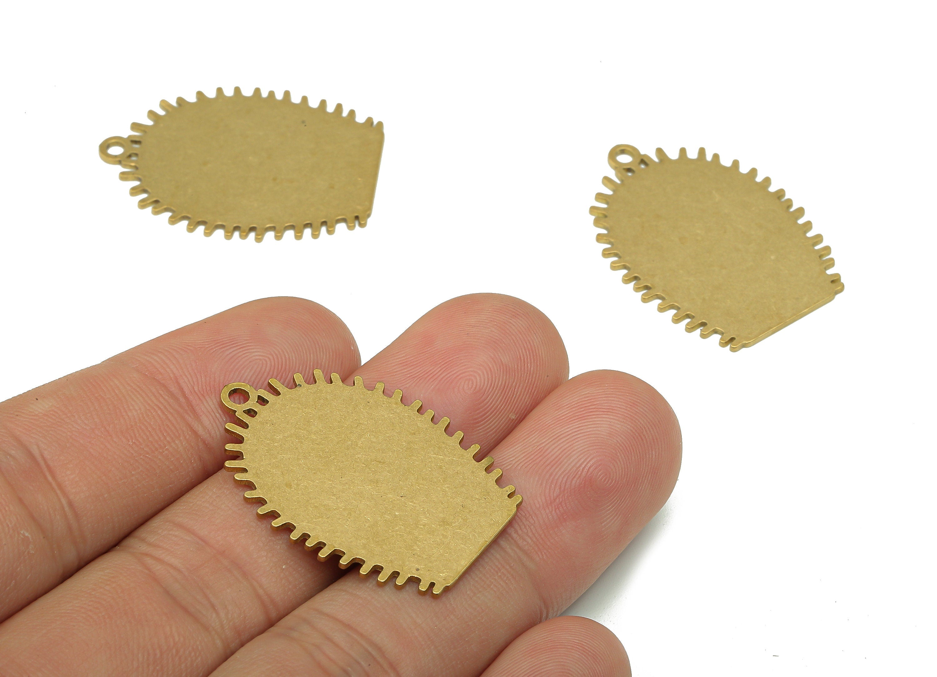 Brass Cactus Stamping Blank Charm - Raw Brass Cutout Earring - Half Oval Pendant With Loop - Domed For Necklace - 32x22.98x0.8mm - PPA5556 - DOMEDBAZAAR