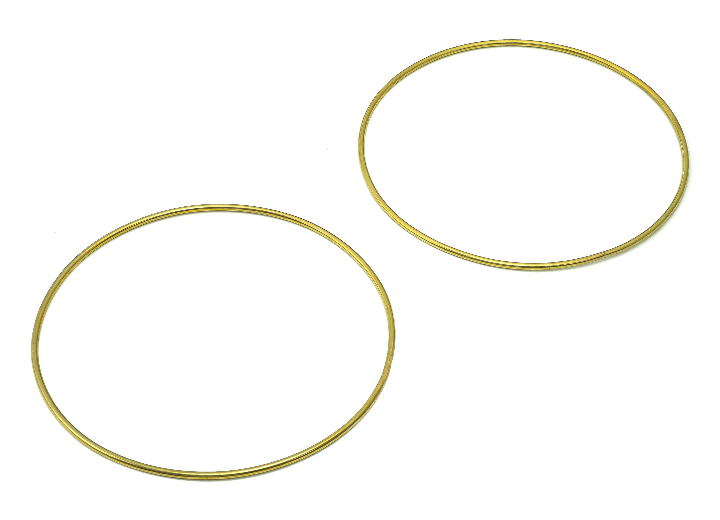 Circle Macrame Ring - Raw Brass Curved Himmeli Tube - Round Hanging Decor - Hoop Wire Ring Hanging Metalart - Wall Art 3x150mm - PP7988-150 - DOMEDBAZAAR