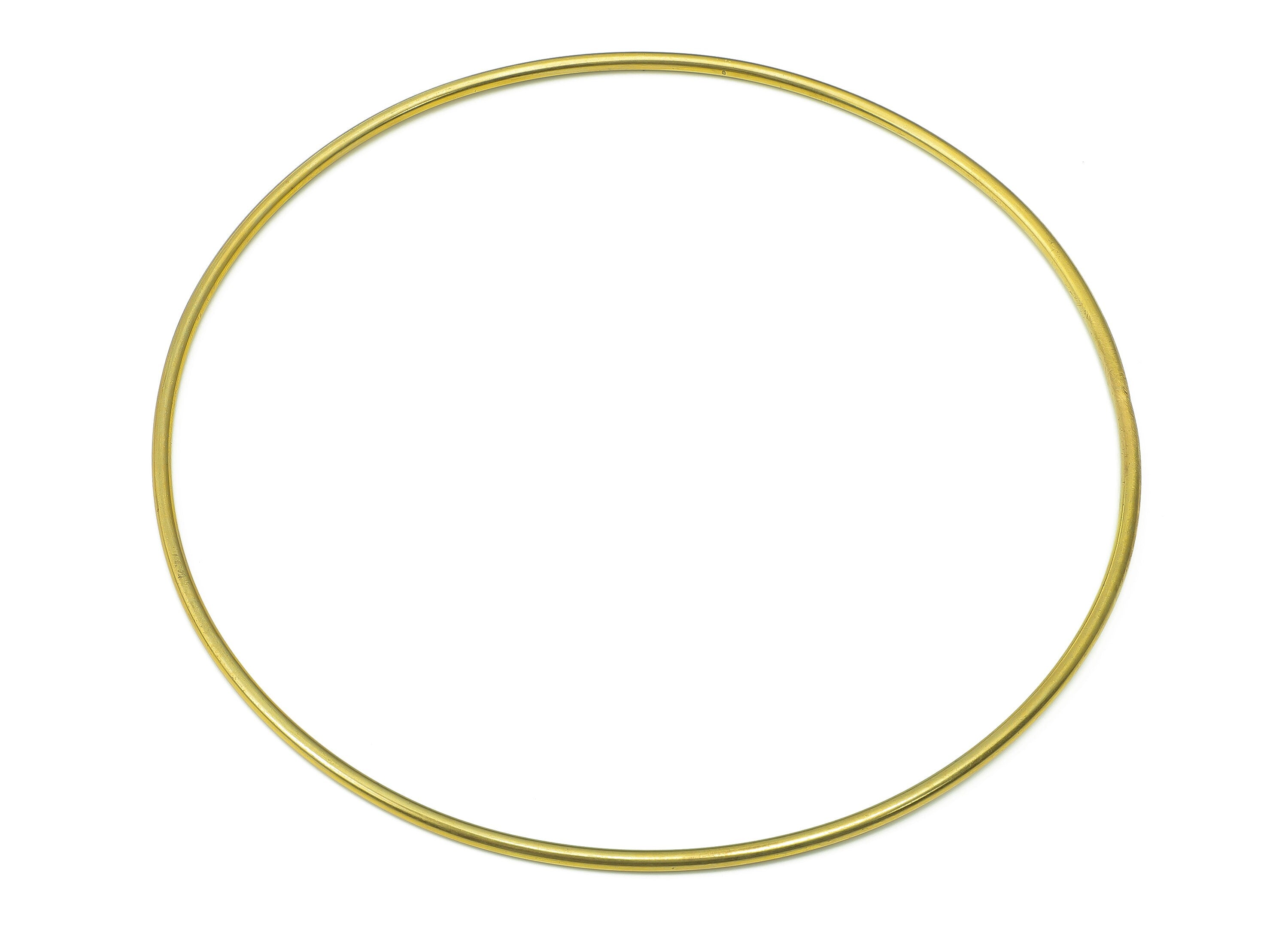 Circle Macrame Ring - Raw Brass Curved Himmeli Tube - Round Hanging Decor - Hoop Wire Ring Hanging Metalart - Wall Art 3x150mm - PP7988-150 - DOMEDBAZAAR