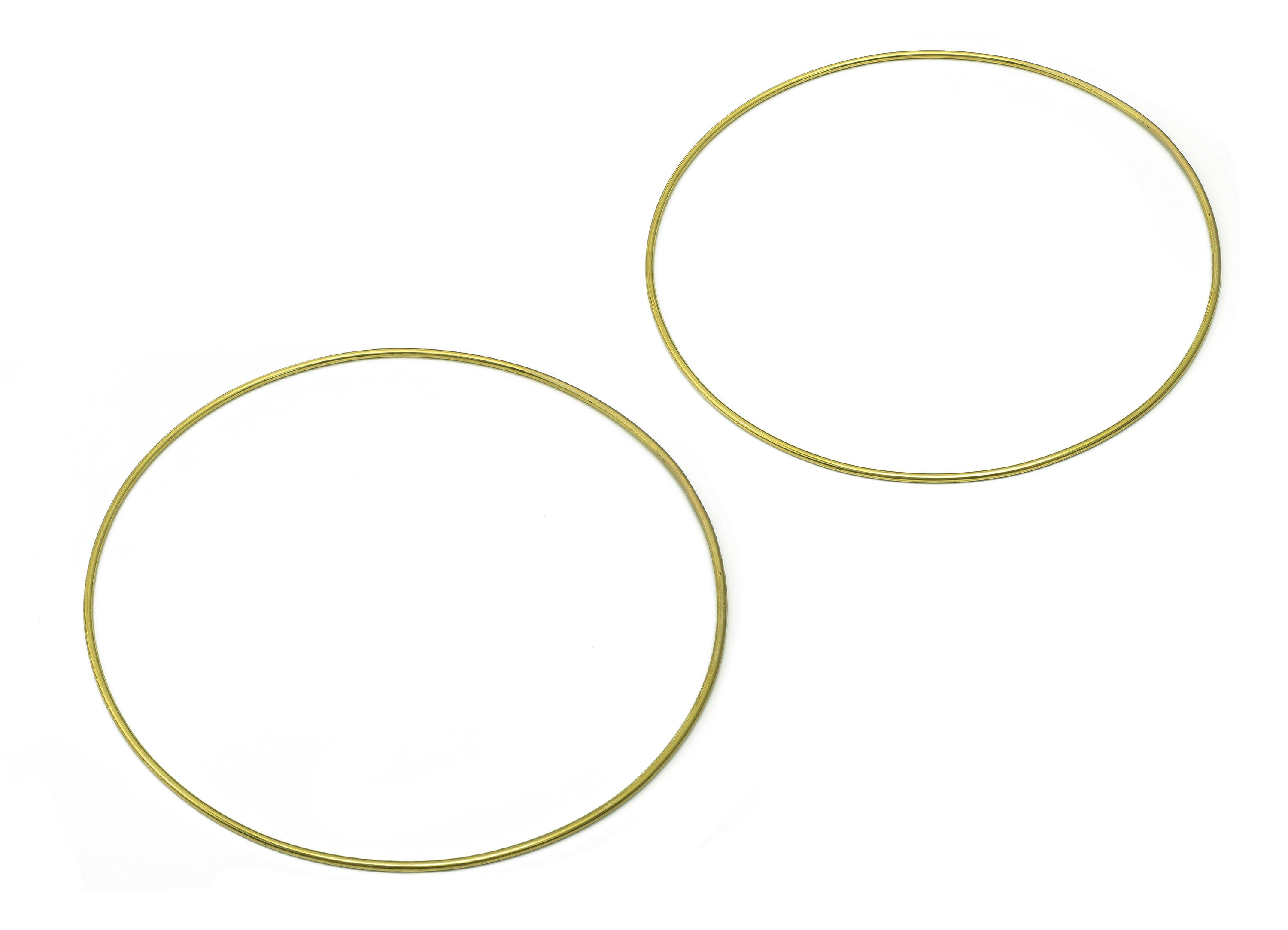 Circle Macrame Ring - Raw Brass Curved Himmeli Tube - Round Hanging Decor - Hoop Wire Ring Hanging Metalart - Wall Art 3x200mm - PP7988-200 - DOMEDBAZAAR