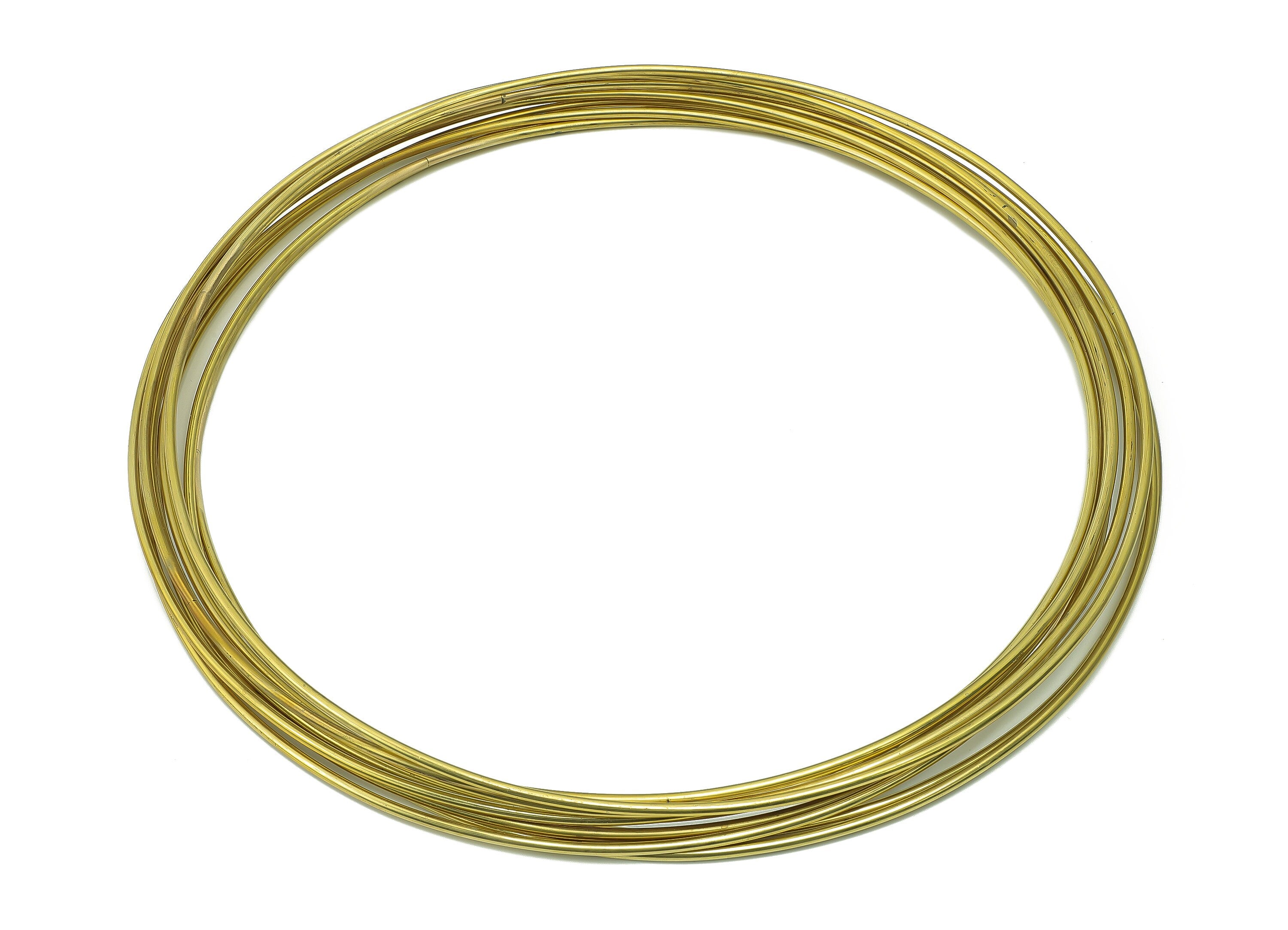 Circle Macrame Ring - Raw Brass Curved Himmeli Tube - Round Hanging Decor - Hoop Wire Ring Hanging Metalart - Wall Art 3x250mm - PP7988-250 - DOMEDBAZAAR