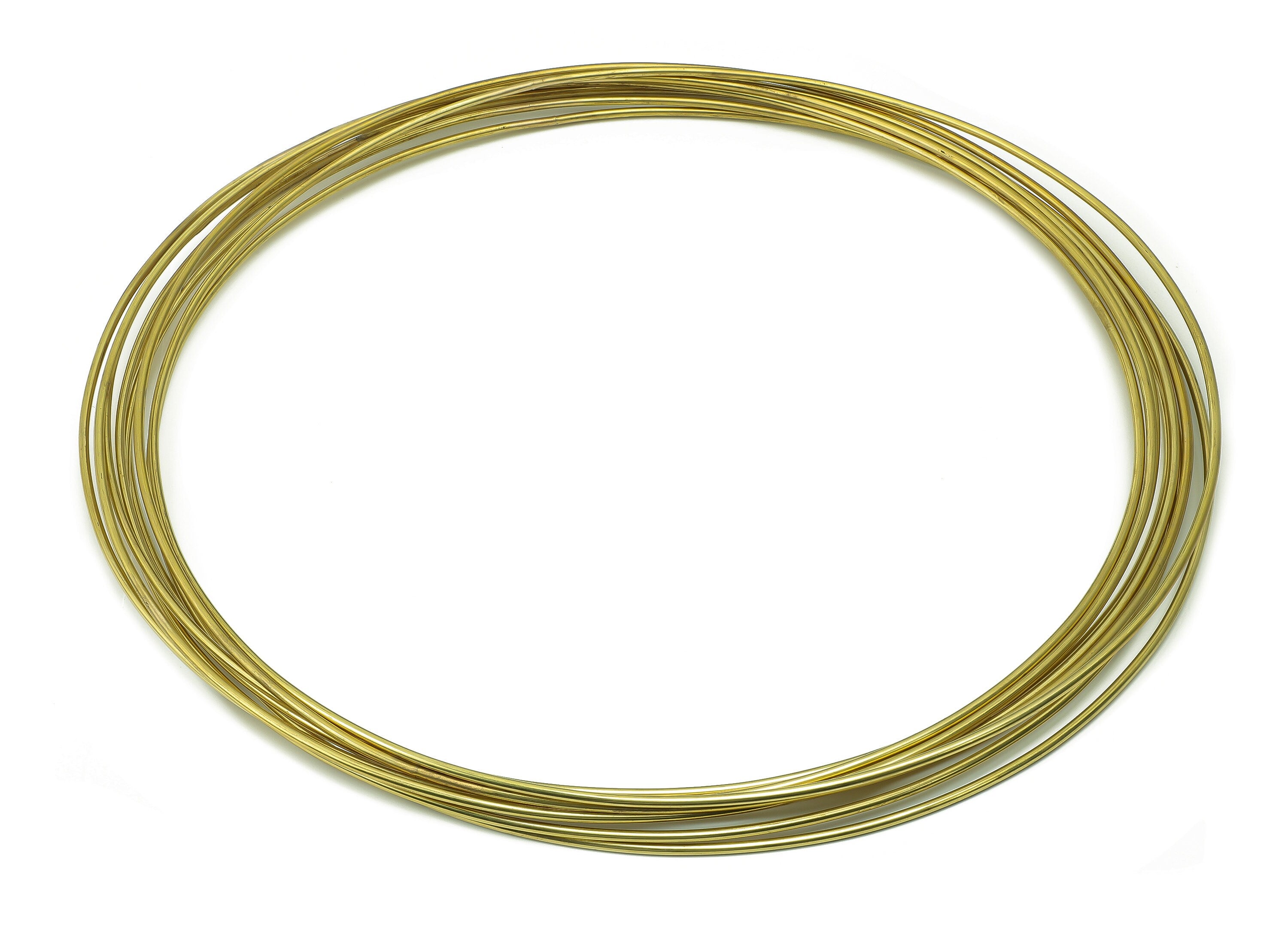 Circle Macrame Ring - Raw Brass Curved Himmeli Tube - Round Hanging Decor - Hoop Wire Ring Hanging Metalart - Wall Art 3x300mm - PP7988-300 - DOMEDBAZAAR